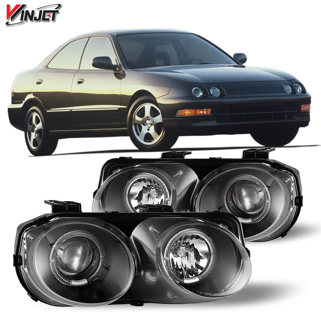 Winjet LED DRL Halo Projector Headlights Compatible with [1994 1995 1996 1997 Acura Integra]