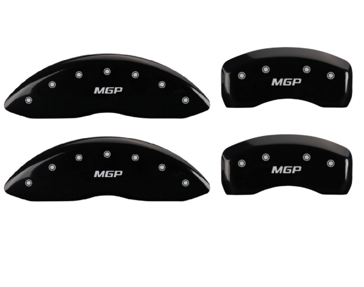 MGP Black Powder Coat Finish Caliper Covers 36024SMGPBK, Silver Characters, Set of 4