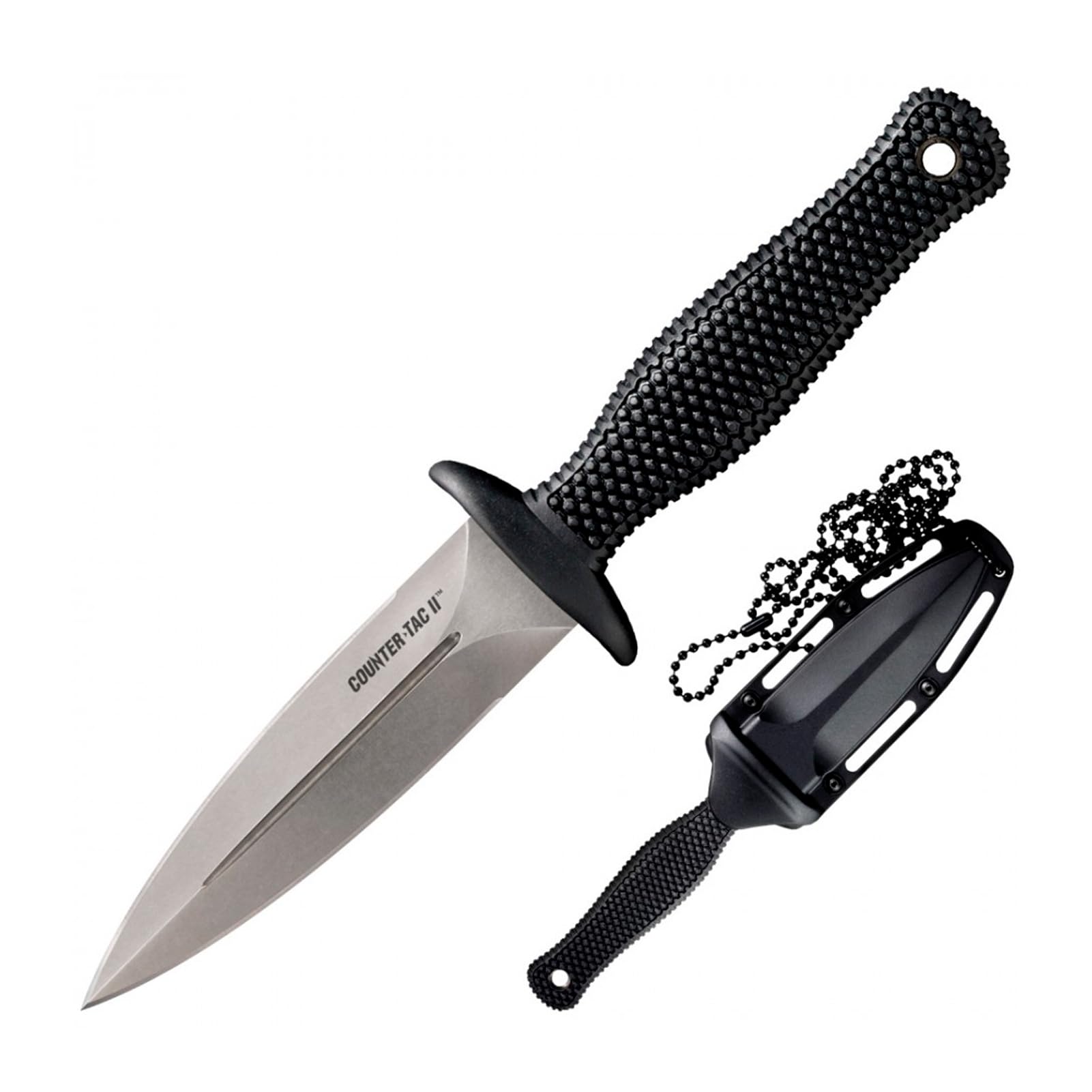 Cold Steel 3-3/8" Counter TAC II Japanese AUS8A w/Stonewash Finish Spear Point Fixed Blade Multi-Purpose Tactical Game Hunting Boot Knife, Kray-Ex Handle, Weather-Resistant Secure-Ex Sheath