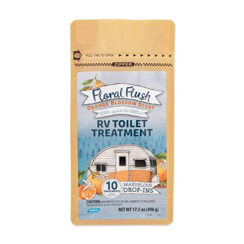 Floral Flush Camco RV Toilet Treatment Drop-INs | Septic Safe and Biodegradable | 10 Drop-INs, Orange Blossom Scent (41491)
