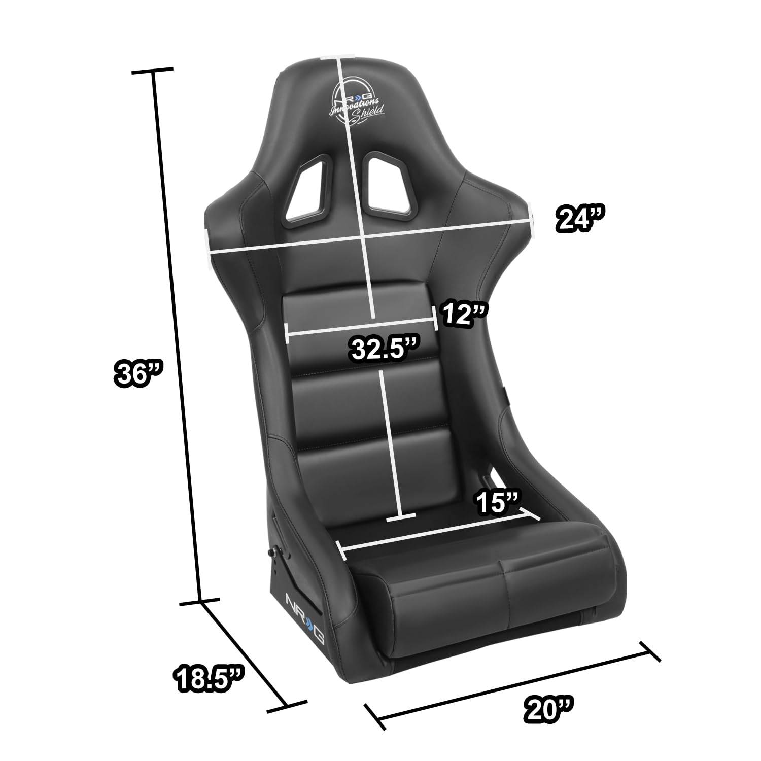 NRG Innovations Grey NRG-FRP-310GY-SHIELD FRP Bucket Seat With Headrest Water Resistant Vinyl (Medium)