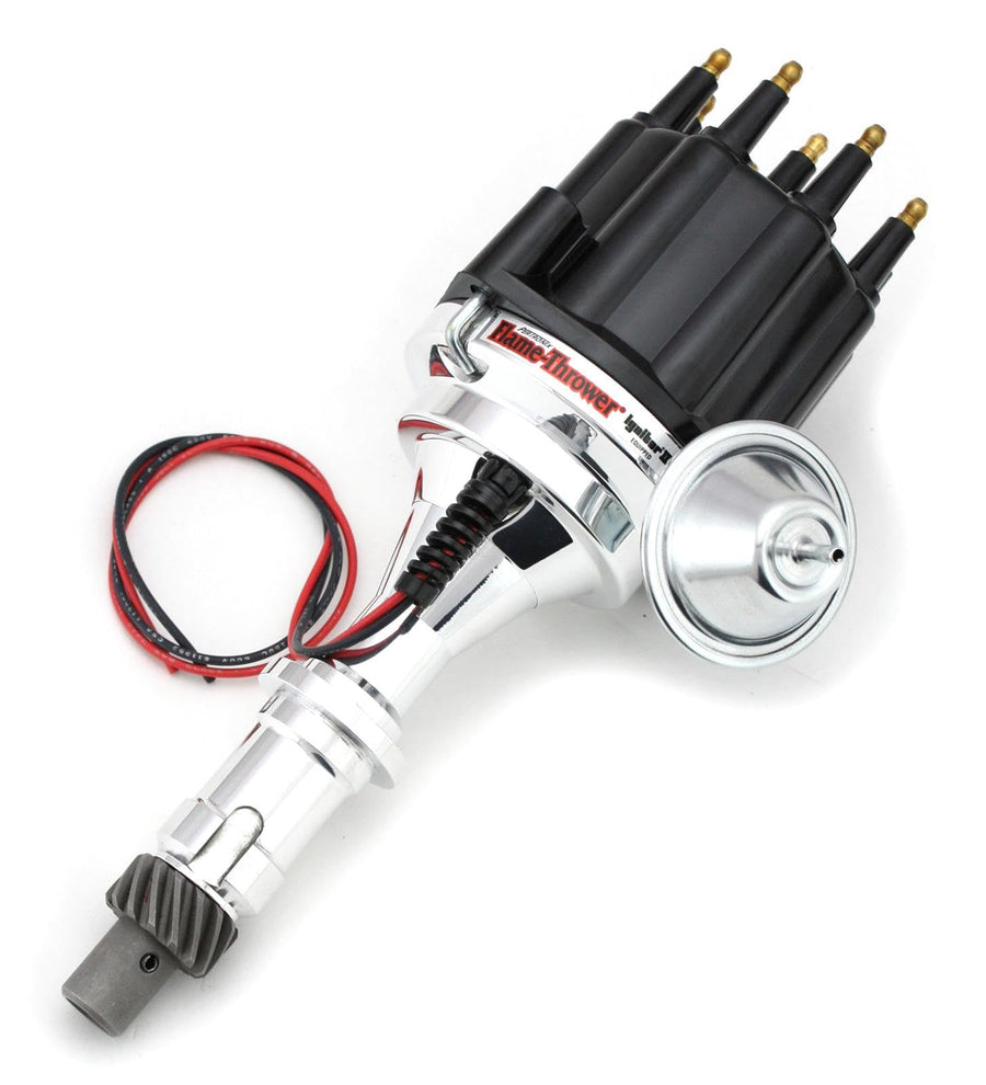 Pertronix D120710 Flame-Thrower Black Male Cap Pontiac V8 Plug and Play Vacuum Advance Billet Electronic Distributor with Ignitor II Technology for Pontiac V8