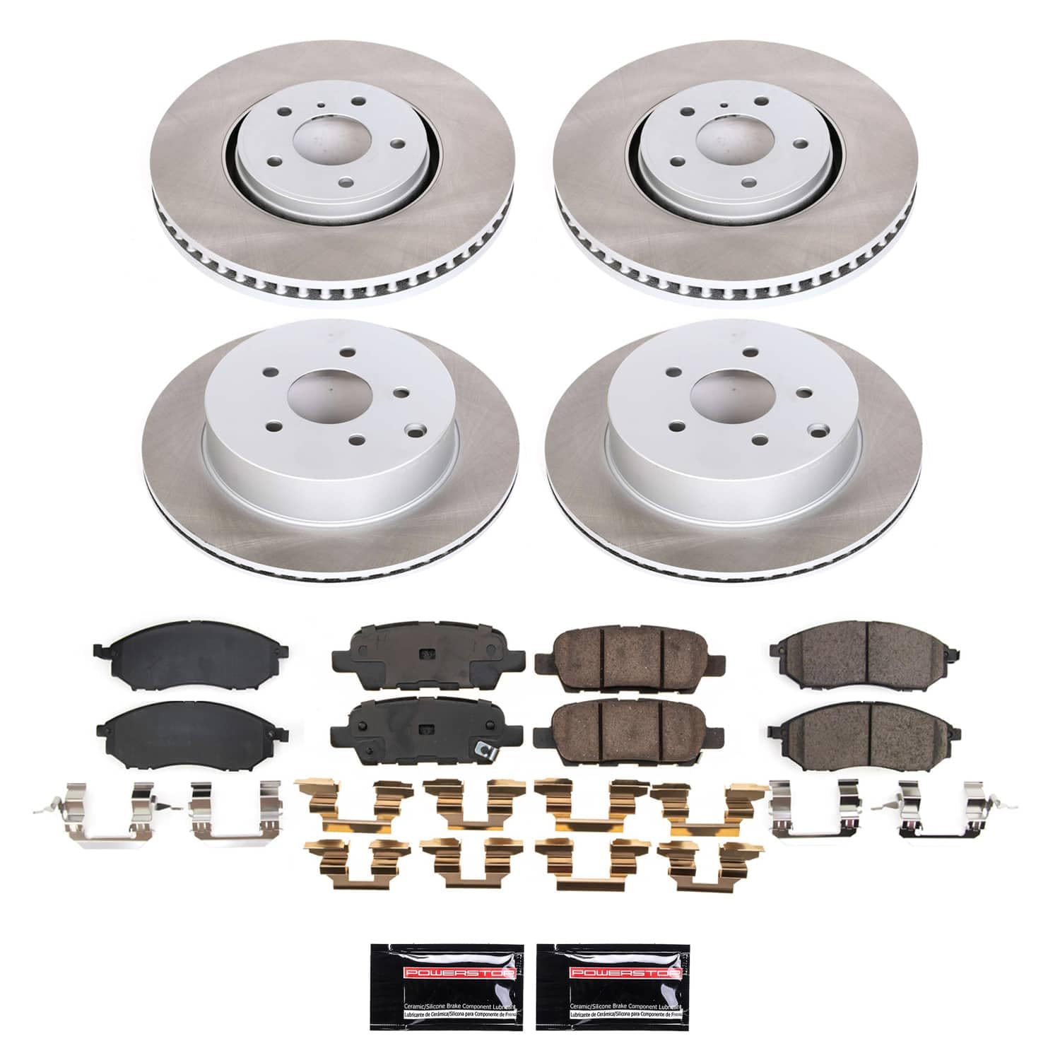 Power Stop Front and Rear Brake Kit SC9135 With Semi-Coated Brake Rotors and Ceramic Brake Pads & Hardware For INFINITI FX35 2009 [Application Specific]