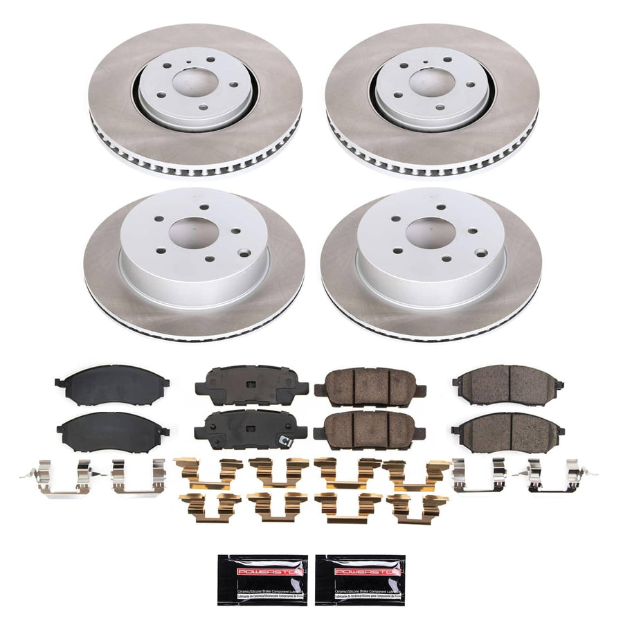 Power Stop Front and Rear Brake Kit SC9135 With Semi-Coated Brake Rotors and Ceramic Brake Pads & Hardware For INFINITI FX35 2009 [Application Specific]