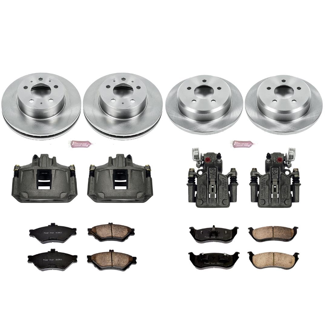 Power Stop Autospeciality KCOE2859 Replacement Front and Rear Caliper Kit- OE Rotors, Ceramic Brake Pads, Calipers For Ford Crown Victoria, Lincoln Town Car, Mercury Grand Marquis [Model Specific]