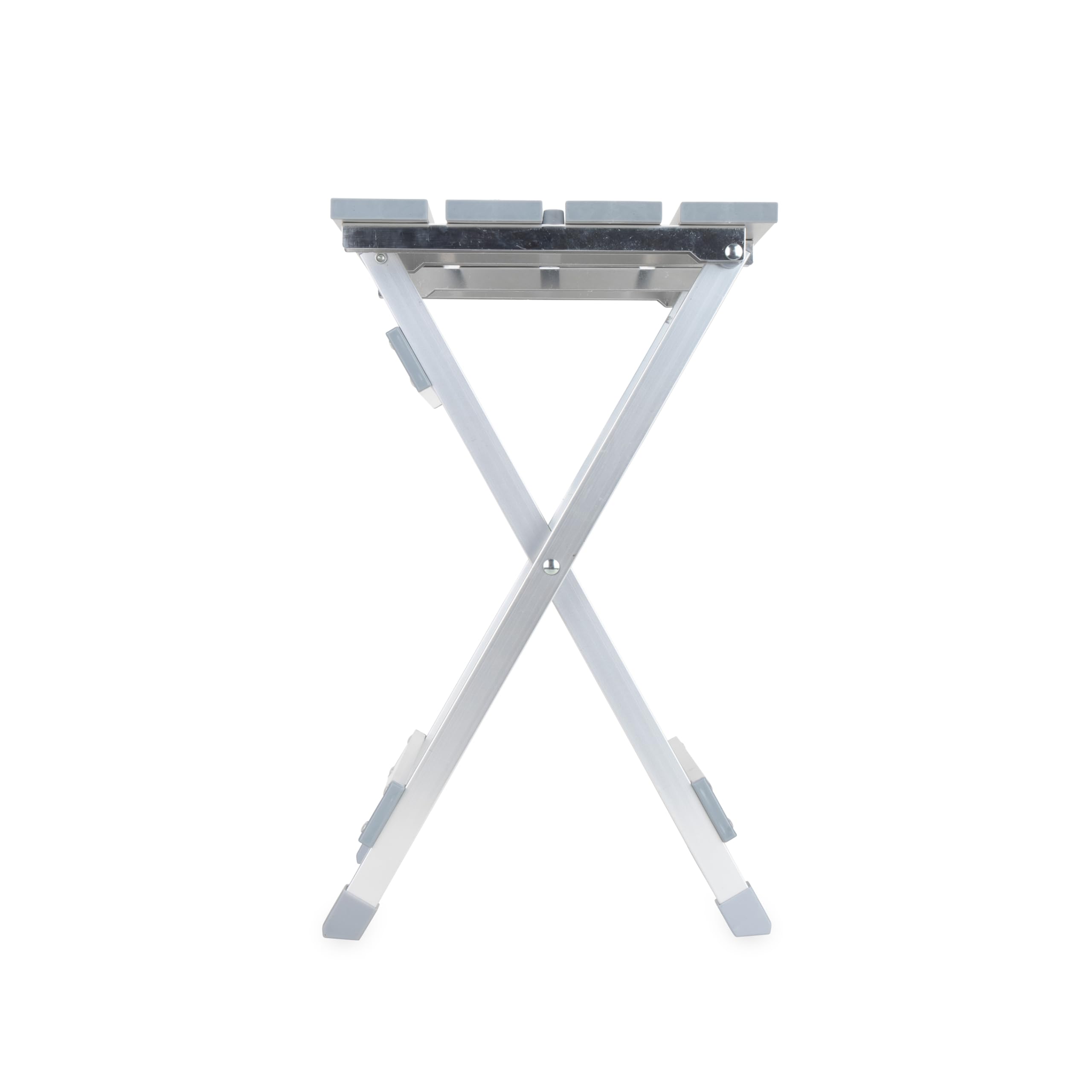 Camco Small Aluminum Outdoor Side Table - Folding Camping Table Supports Up to 130lb - Features Durable Construction Aluminum - Collapses for Easy RV Storage - (51890)