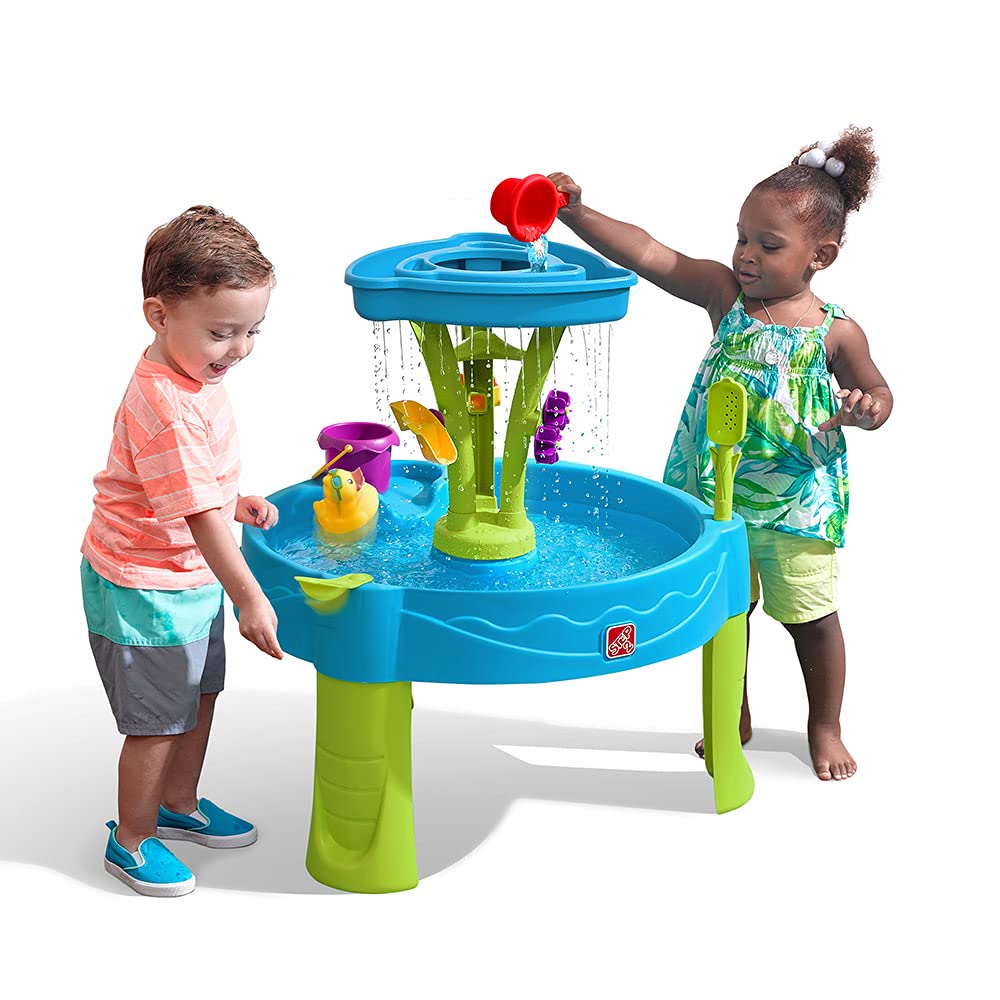 Step2 Splash Tower Summer Showers Water Table for Kids, Outdoor Kids Water Sensory Table, Ages 1.5+ Years Old, 8 Piece Water Toy Accessories, Blue & Green
