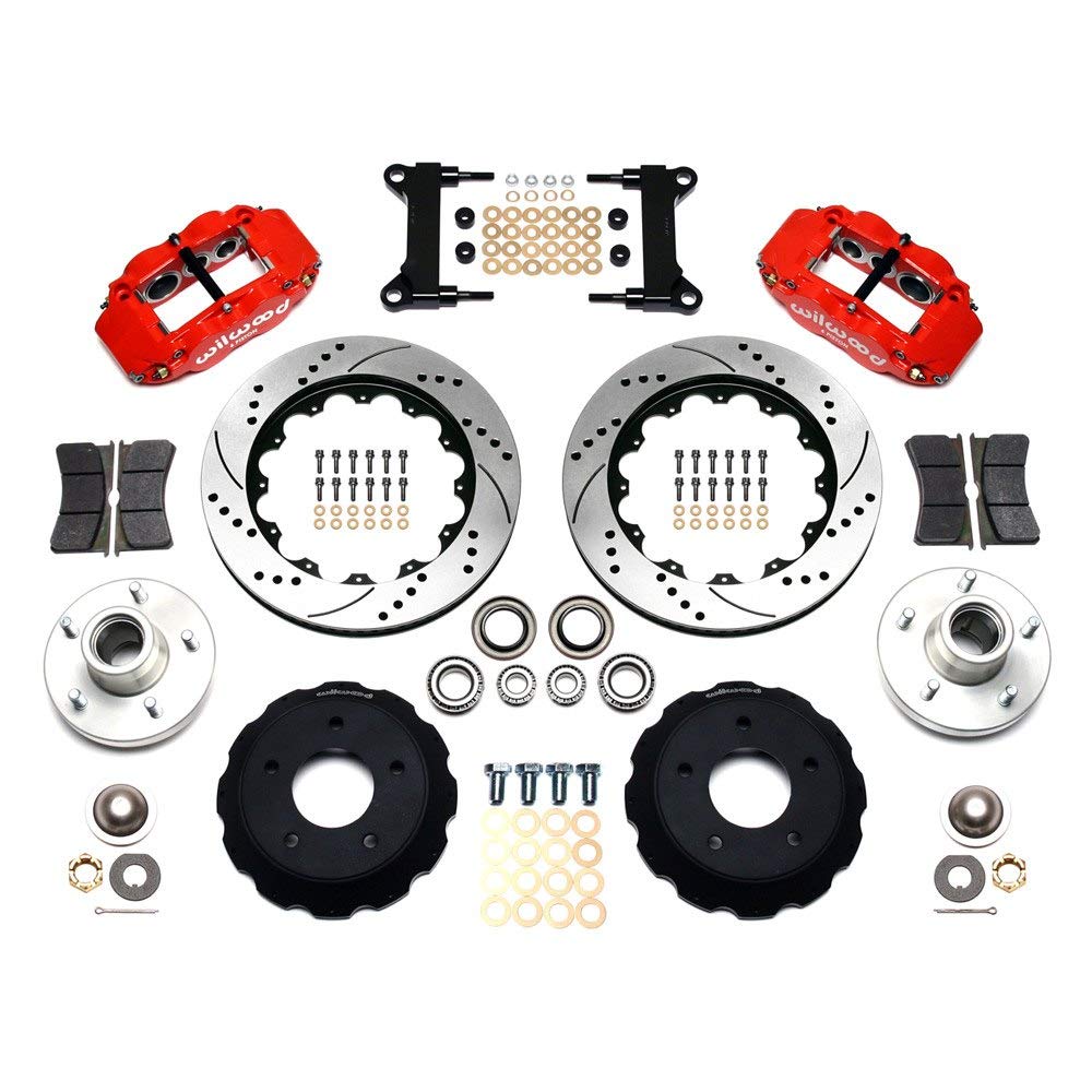 140-10776-DR WILWOOD FNSL6R Front Hub Kit,14.00", Drill, Red Chevy C-10 60-87 CPP Drop Spindle