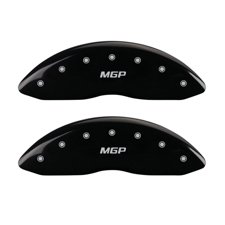 MGP Caliper Covers 'MGP' Engraved Caliper Cover with Black Powder Coat Finish and Silver Characters 35013SMGPBK, (Set of 4)