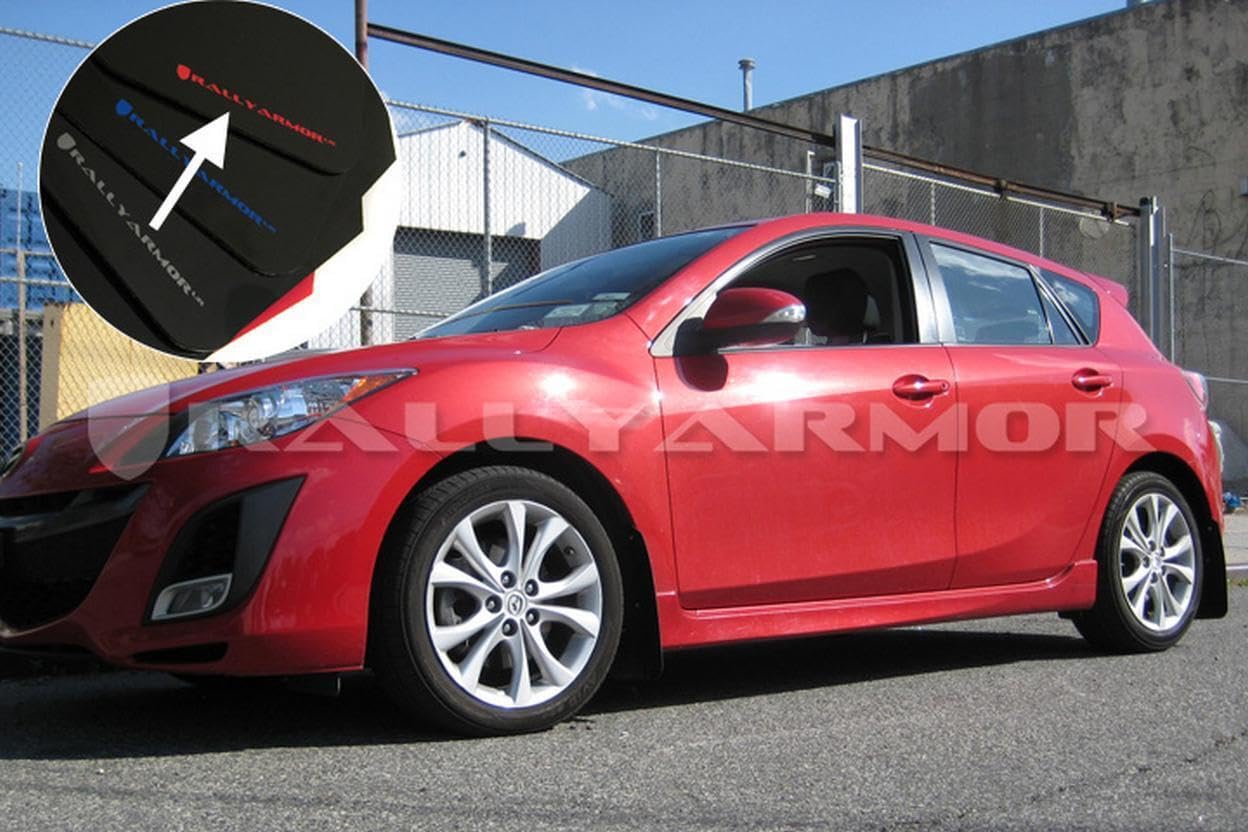 Rally Armor Black, Red MF17-UR-BLK/RD Mud Flap with Logo (2010+ Mazda3/Speed3 UR), 1 Pack