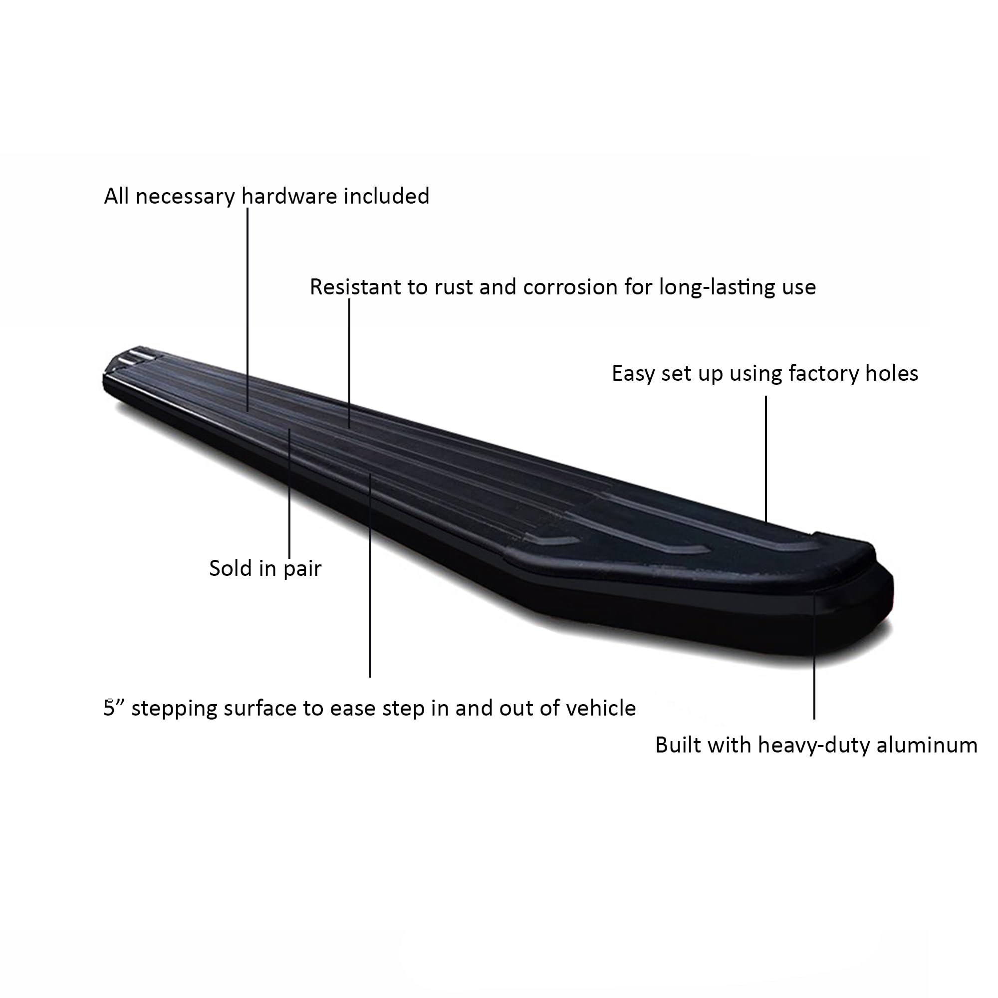 Peerless Black Horse Running Boards Black Compatible with 2022-2024 Hyundai Tucson-PR-H669BK