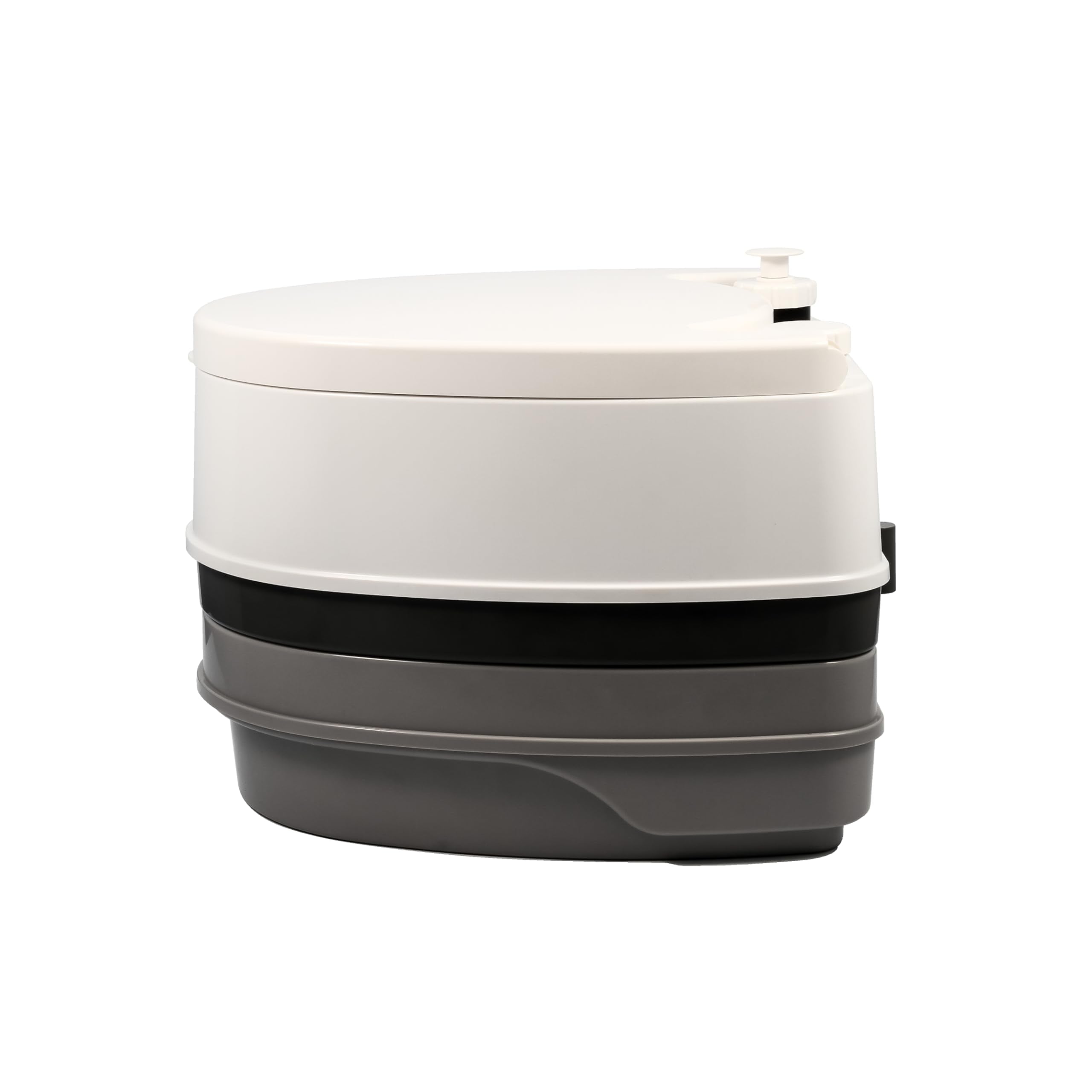 Camco Premium RV Travel Toilet - Features a 5.3-Gallon Detachable Holding Tank, Pump Flush Design & Spring-Loaded Latch (41535)