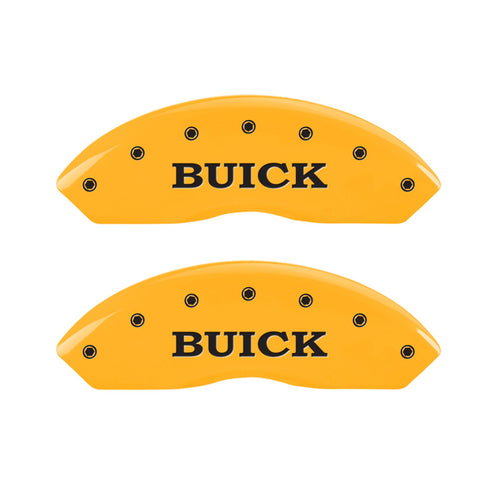 MGP Caliper Covers 49011SBSHYL Cover Caliper (Engraved Front: Buick - Engraved Rear: Buick Shield, Yellow Powder Coat Finish, Black Characters), Set of 4