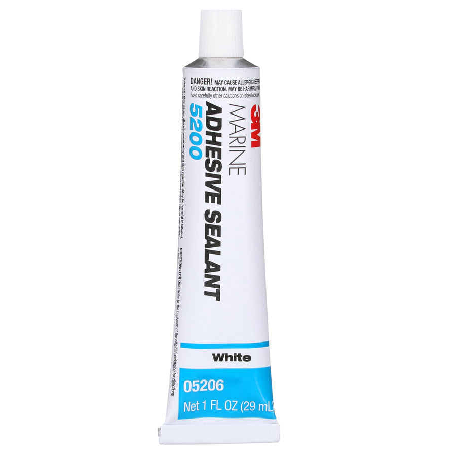3M Marine Sealant Adhesive 5200 - Permanent Bonding and Sealing for Boats and RVs Above and Below the Waterline Waterproof Repair, White, 1 oz Tube