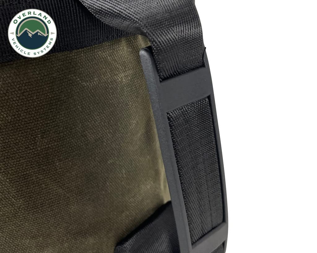 Propane Bag Overland Vehicle Systems with Handle & Straps - #16 Waxed Canvas Storage - Infused with Paraffin Wax Waterproofing - Heavy Duty Rubber Handle and Nylon Straps