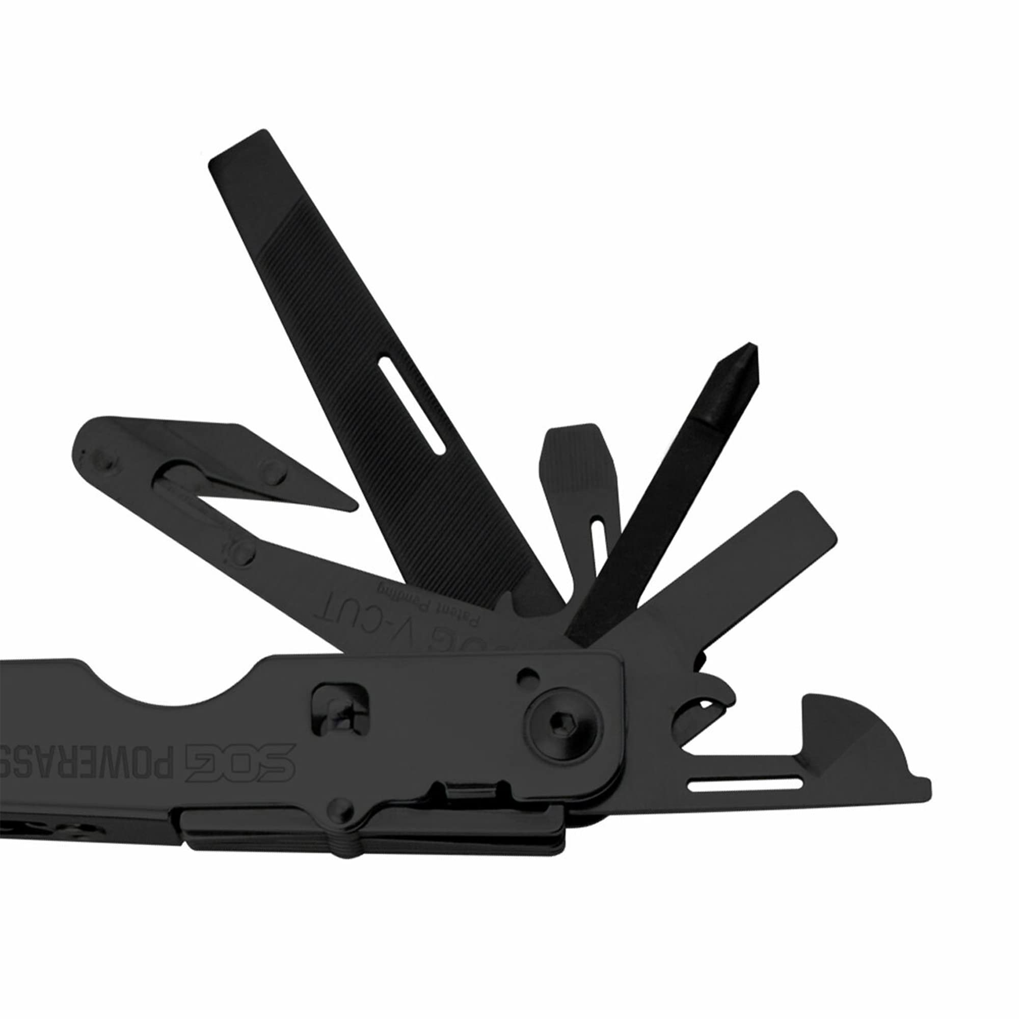 PowerAssist SOG Multi-Tool Pliers- Multi-Tool Pocket Knife and Utility Tool Set with 16 Lightweight Specialty Tools and EDC Sheath (B66N-CP), Black