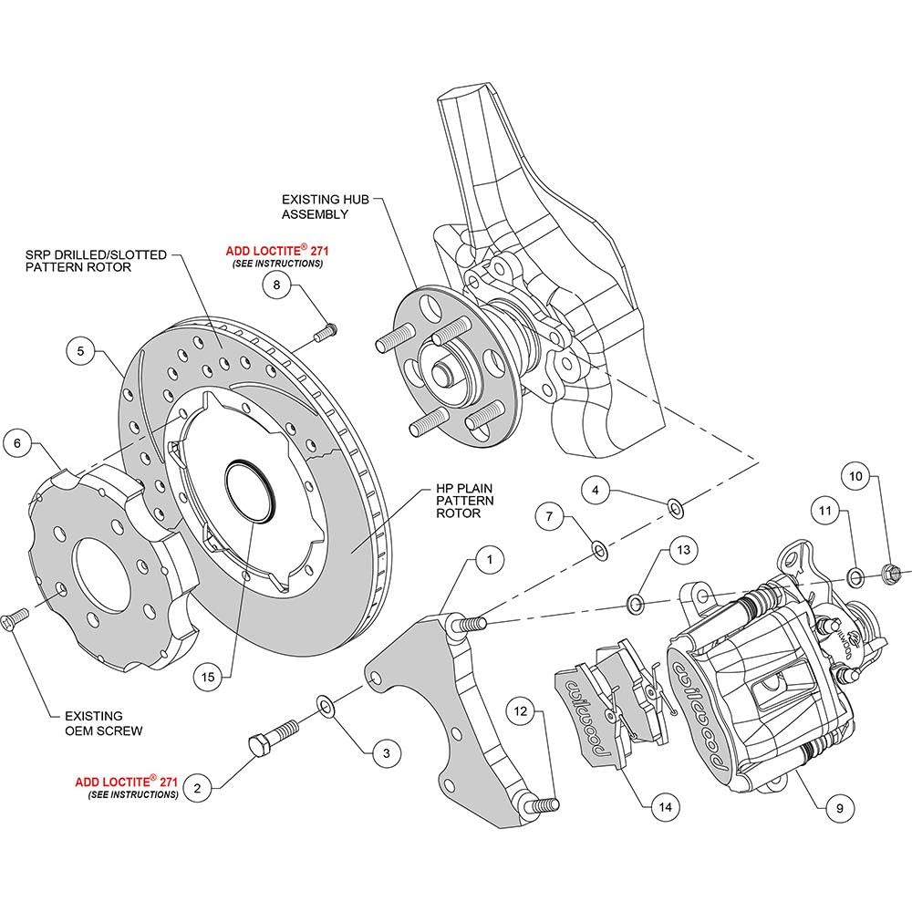 Rear CPB Kit, 11.00", Drilled, Red