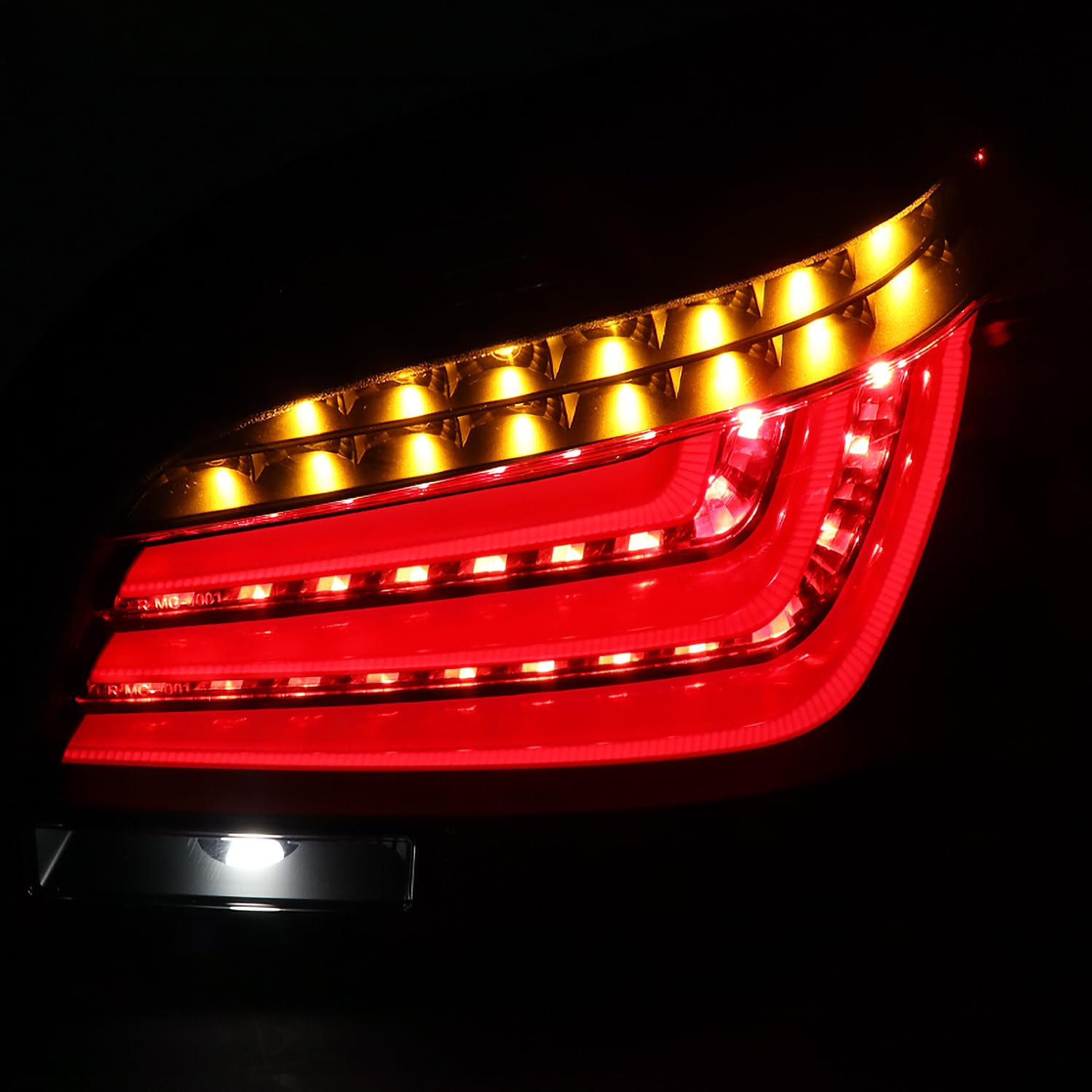 Spec-D Tuning Tail Lights Black w/Red LED Bar Compatible with 2004-2007 BMW E60 5-Series 4 Door, Left + Right Pair Assembly