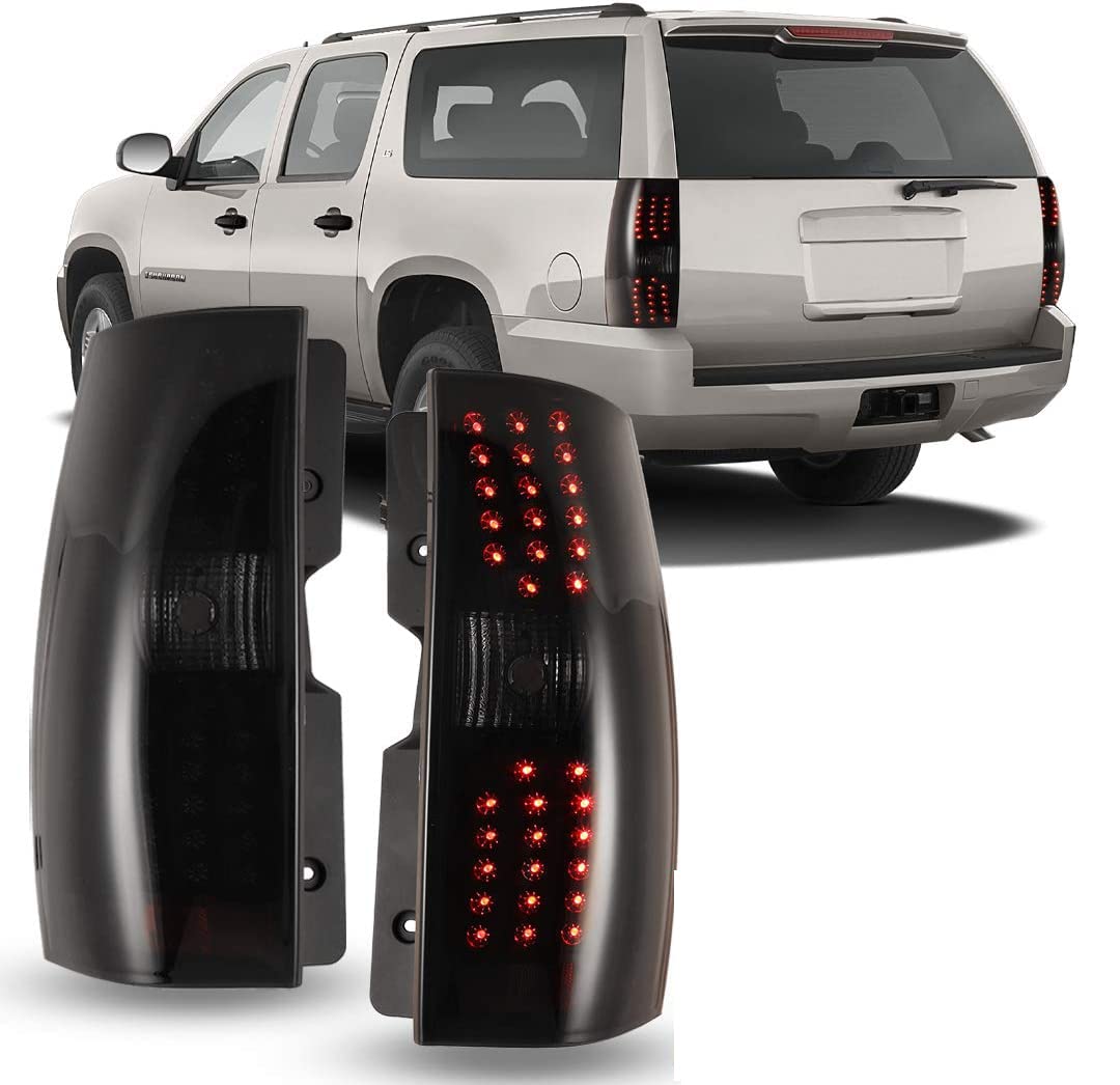 Winjet Replacement OE Style Brake Tail Lights Set for 2007-2014 Chevy Tahoe/Suburban [2007 2008 2009 2010 2011 2012 2013 2014 Chevy Suburban/Tahoe] LED Taillights Assemblies Driver and Passenger Side