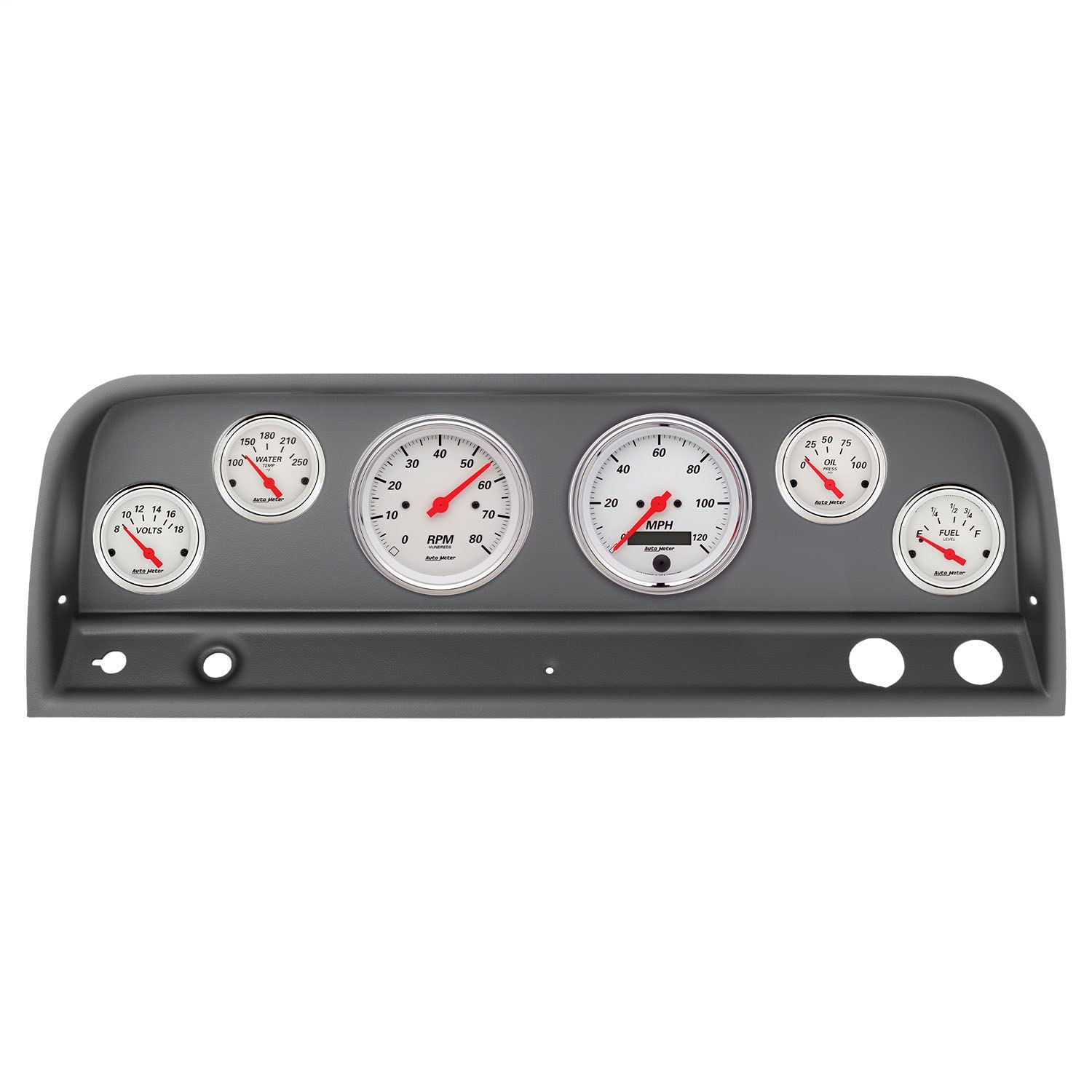 Chevy Truck AutoMeter Direct Fit Dash Kit, 64-66, Tach/Mph/Fuel/Oilp/Wtmp/Volt, Arctic White (2128-03)