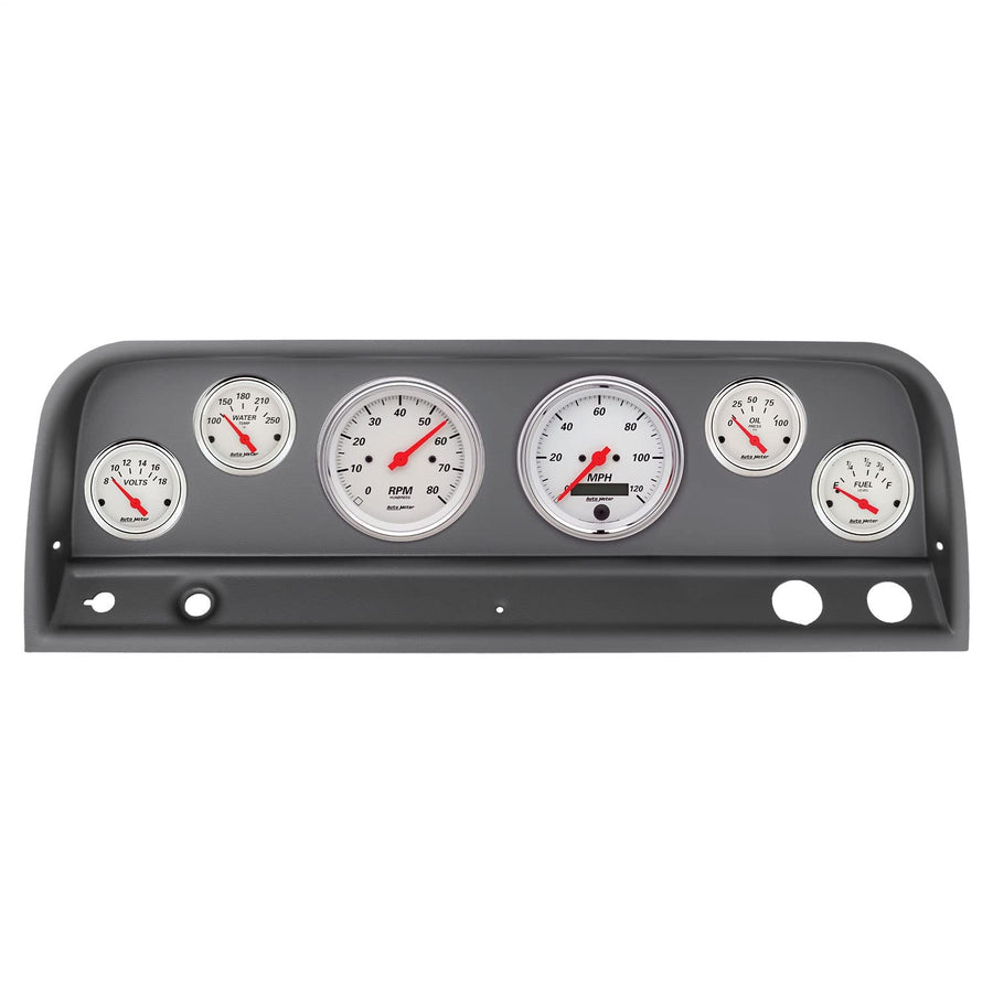 Chevy Truck AutoMeter Direct Fit Dash Kit, 64-66, Tach/Mph/Fuel/Oilp/Wtmp/Volt, Arctic White (2128-03)