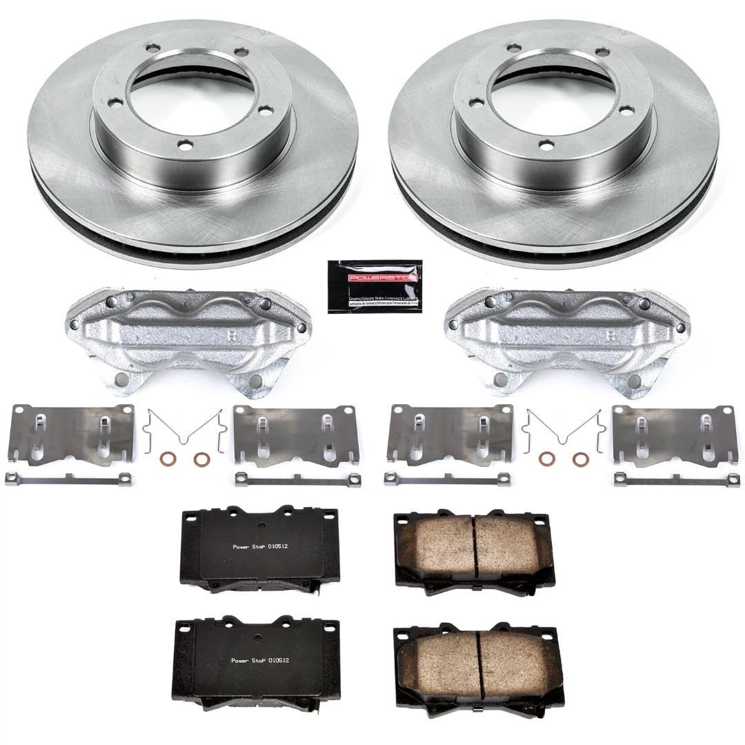 Power Stop KCOE1132 Replacement Autospecialty Front Caliper Kit-Rotors, Ceramic Brake Pads, Calipers For Lexus LX470 1998-2002, Toyota Land Cruiser 1998-2002 [Model Specific]