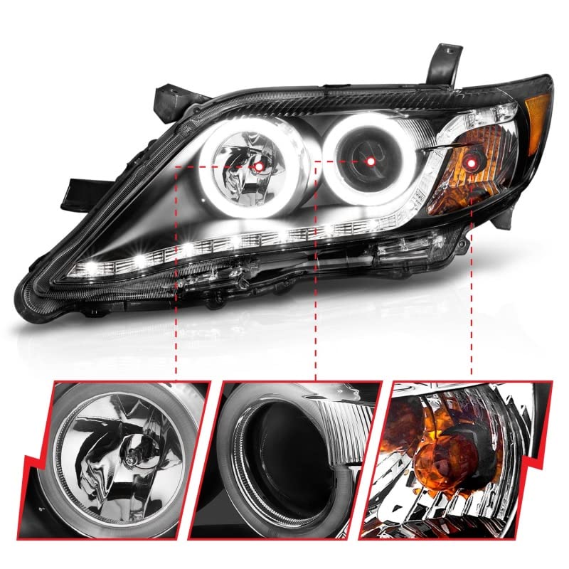 121442 ANZO USA Headlight Set Projector w/CCFL Halo-Black
