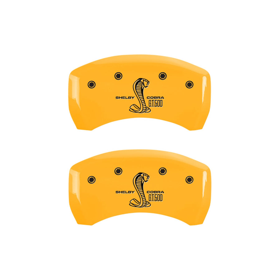 MGP Caliper Covers Yellow 10010RGT5YL Caliper Cover (Rear set 2, Engraved Rear: GT500 Shelby & Cobra, Yellow powder coat finish, black characters)