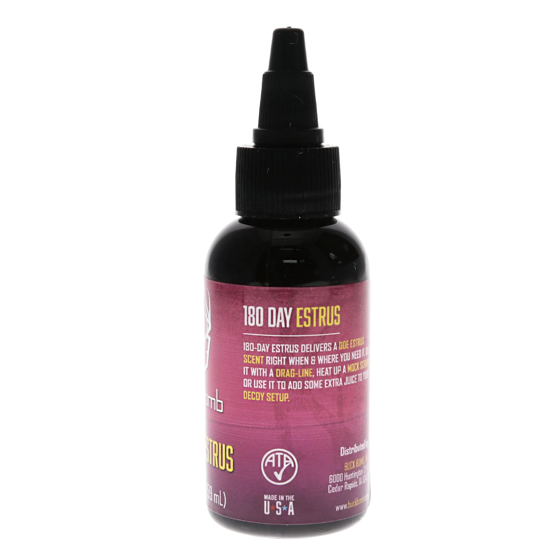 Buck Bomb Hunters Specialties Natural 180 Day Estrus Liquid Scent w/Wicks | Deer Buck Lure Hunting Primetime Post/Pre Rut Scent Attractant for Hunting, 2 Oz - Pack of 2 Bottles