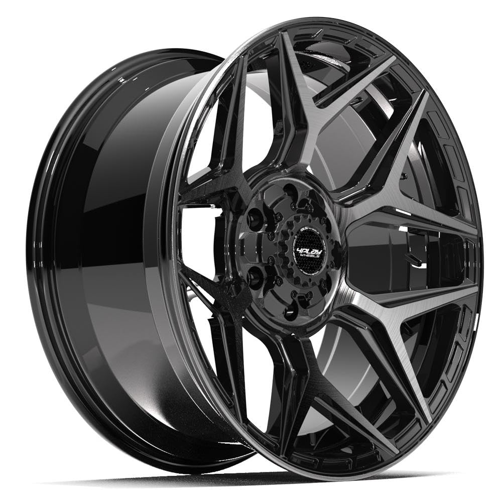 20 Inch 4PLAY Wheels Rim 4P06 Fits 6x135 & 6x139.7 20x9 Gloss Black Brushed with Tinted Clear (1)