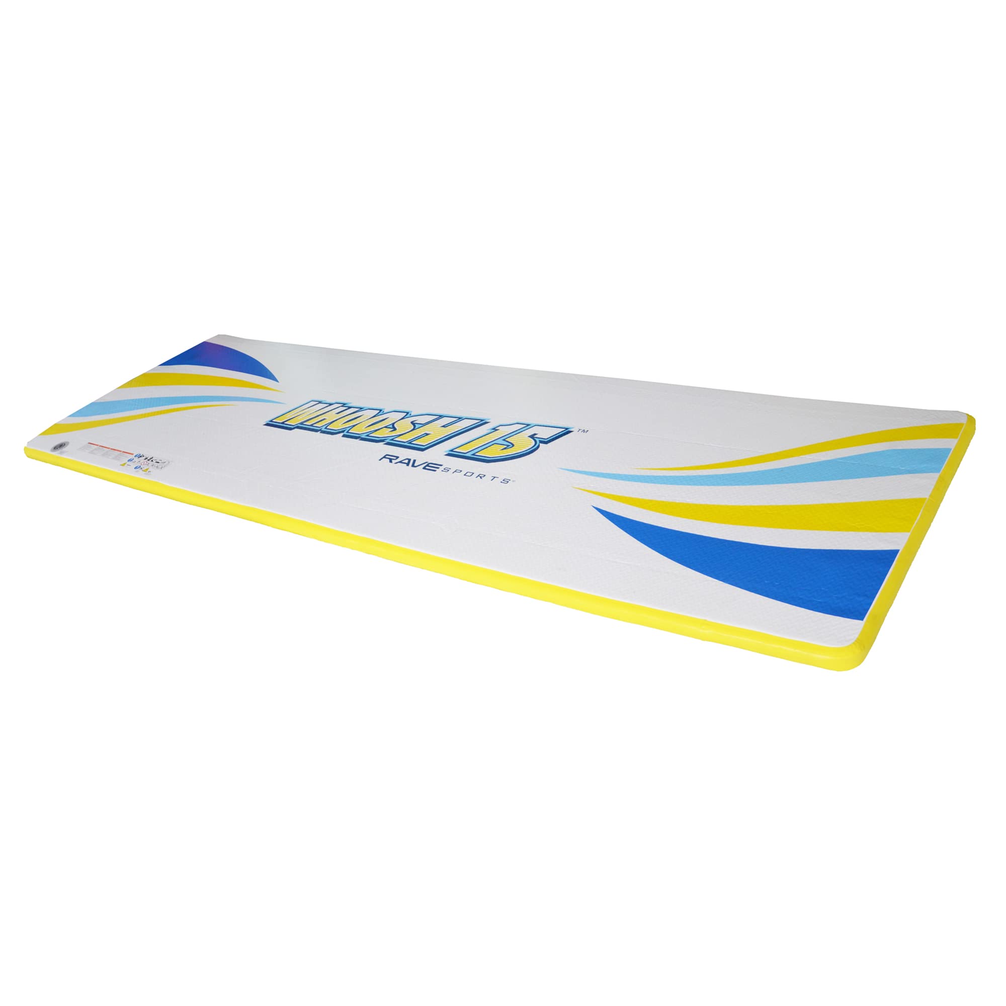 Aqua Mat Rave Sports Inflatable Deluxe 15 Floating Mat, Platform and Swim Dock with Dropstitch PVC Construction, 15' x 5', Supports 1100 lbs