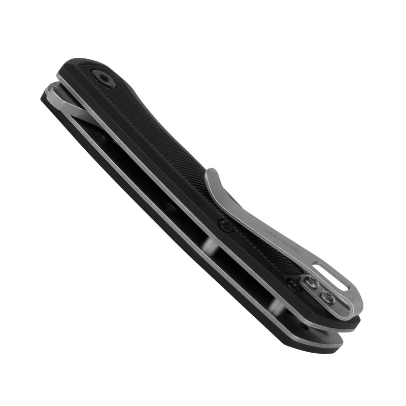 Outfield Kershaw Pocket Knife, Black and Gray Design, 2.8 Inch Steel Drop Point Blade, EDC with Assisted Opening, Reversible Deep Carry, Everyday Carry Pocket Knife for Men and Women