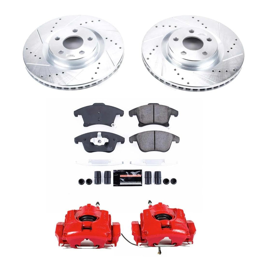 Power Stop Z23 Front Brake Caliper Kit-Drilled/Slotted Rotors, Carbon Ceramic Pads, KC8540 Calipers