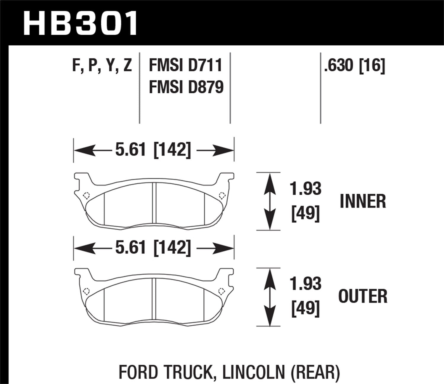 Performance HB301Z.630 Hawk Ceramic Brake Pad