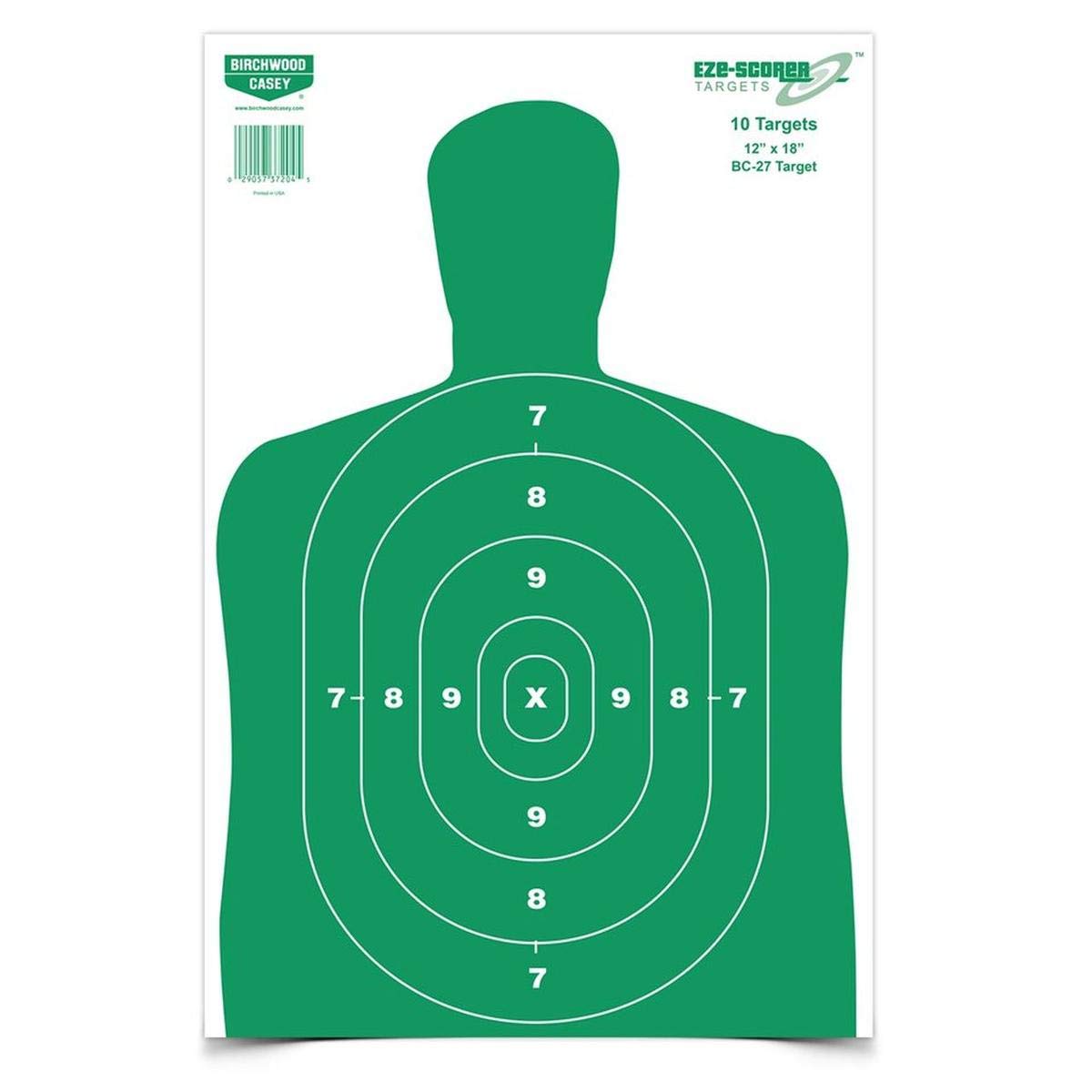 Birchwood Casey Eze-Scorer 37204 BC-27 Paper Targets (Green, 12x18-Inches), Pack of 10