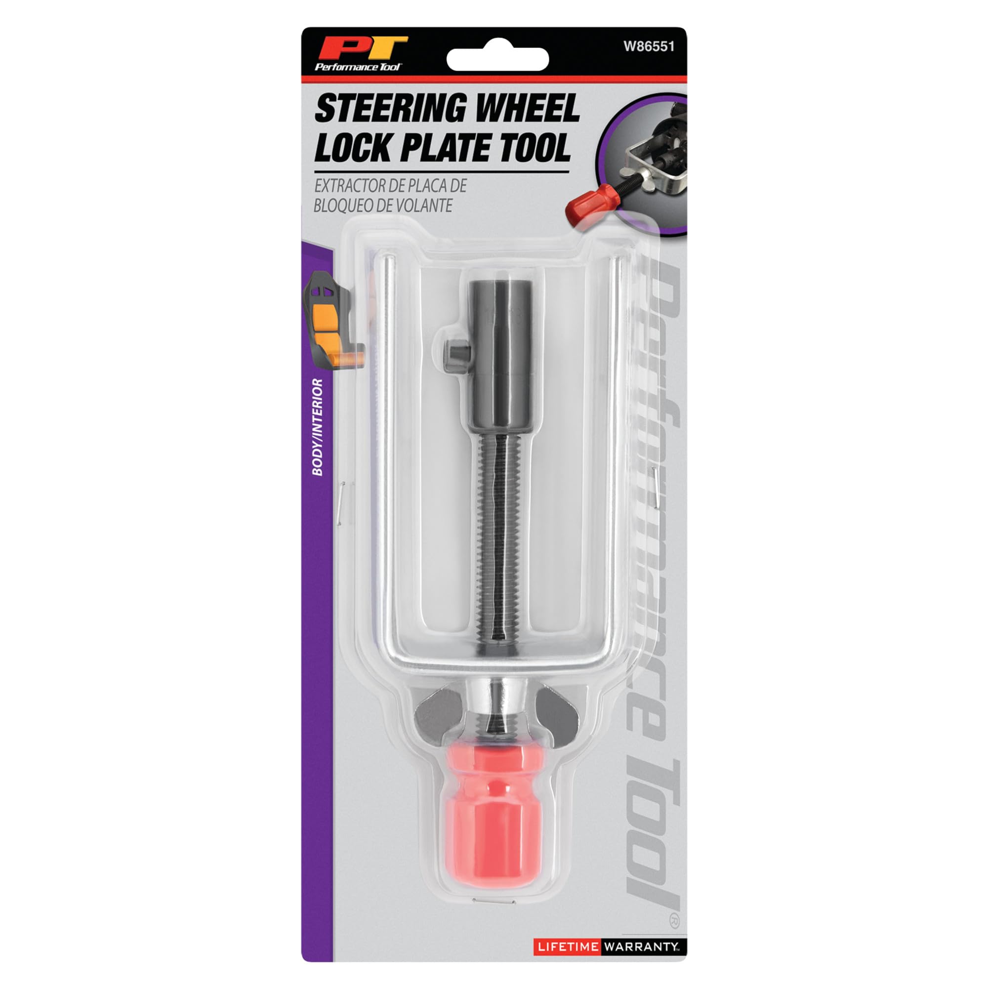 Steel Performance Tool W86551 Steering Wheel Lock Plate Removal Tool with Adapters for Most Domestic and Import Vehicles with Locking Steering Wheels