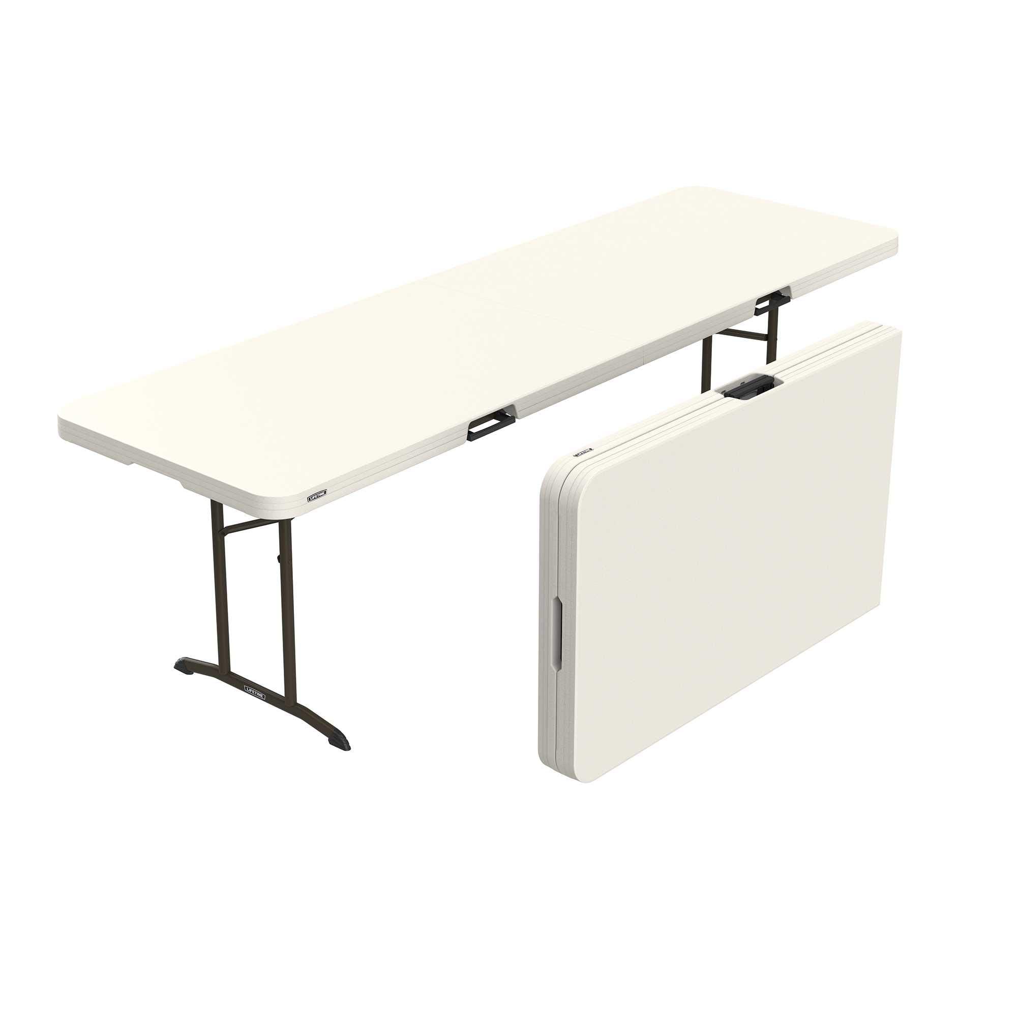 Commercial Lifetime Fold in Half Table, 8 Feet, 2 Pack, Almond
