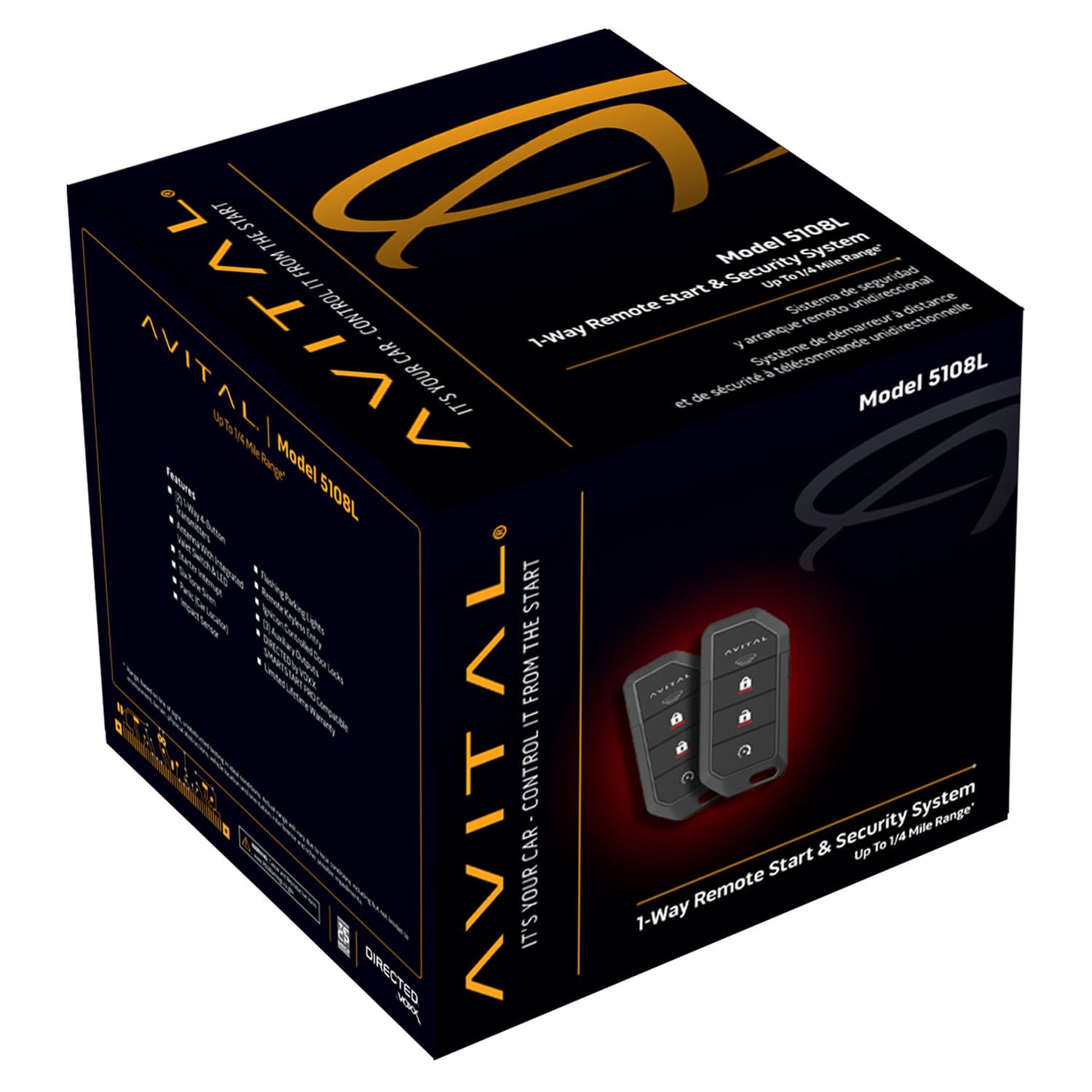 1-Way Avital 5108L Automotive Remote Start Security System with 2 Remotes