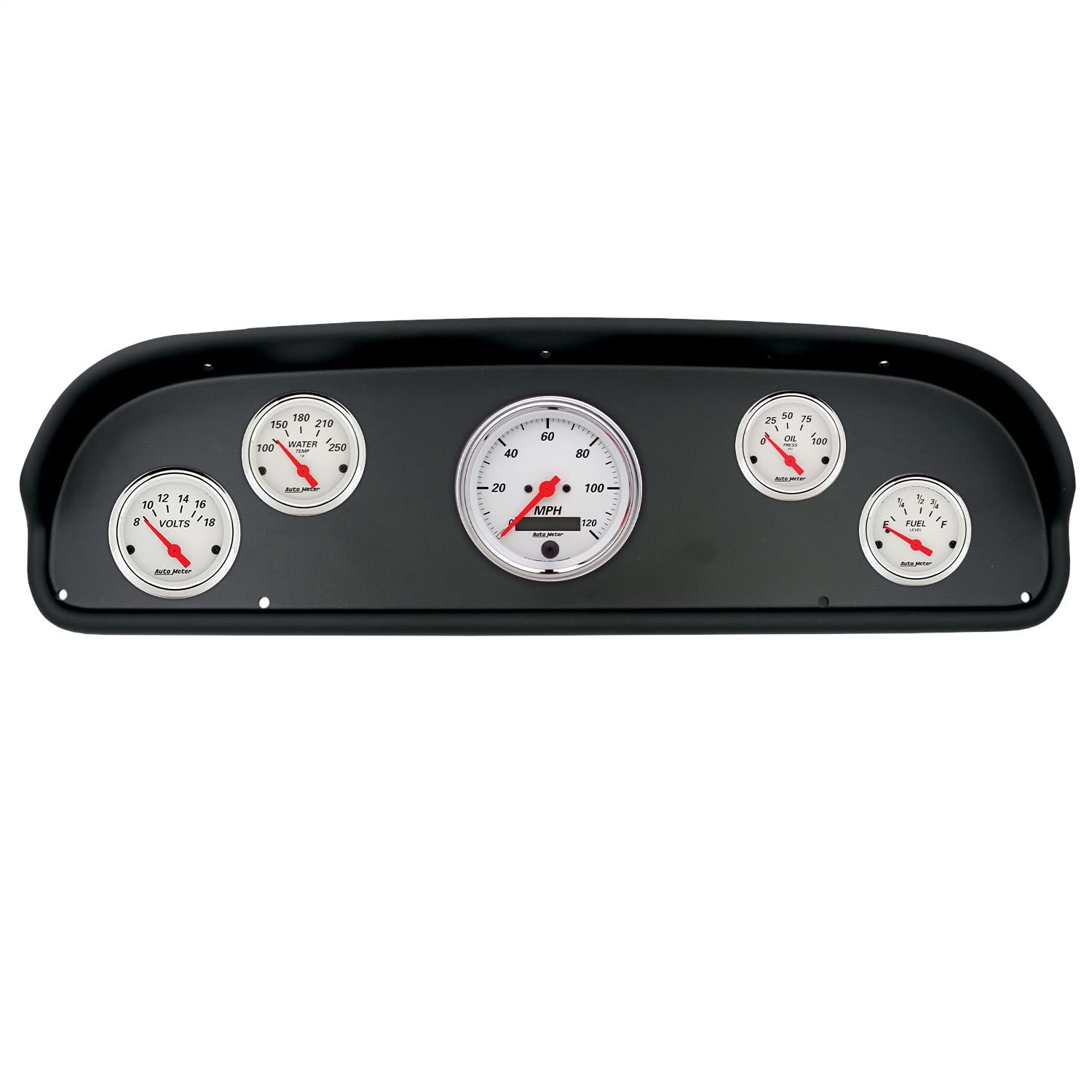 AutoMeter Dash Kit Direct Fit, (3 3/8" X1, 2 1/16" X4), Ford F100 57-60, Arctic White (2100-03)