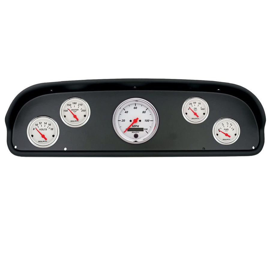 AutoMeter Dash Kit Direct Fit, (3 3/8" X1, 2 1/16" X4), Ford F100 57-60, Arctic White (2100-03)