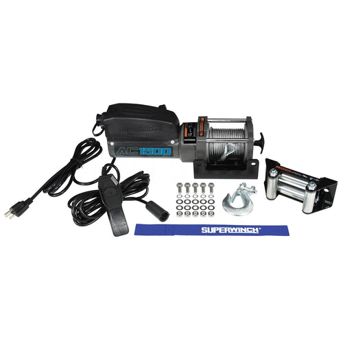 1500 lb Capacity SUPERWINCH, Roller Fairlead, 1/8 in x 35 ft Steel Rope, 120V, Kit