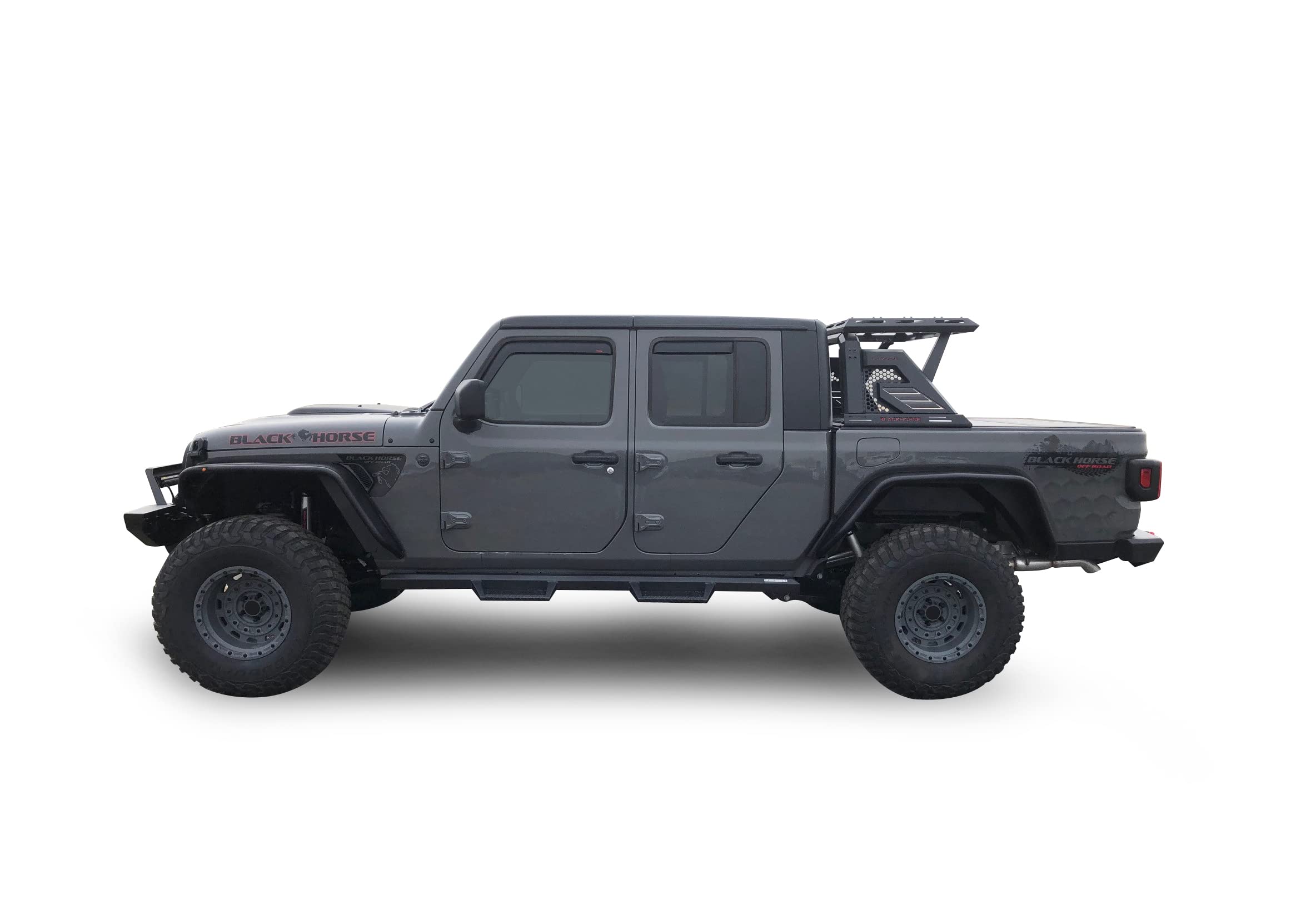 ARMOUR II Black Horse Roll Bar W/Basket Black Compatible with 2019-2024 Jeep Gladiator-AR2-09BA3