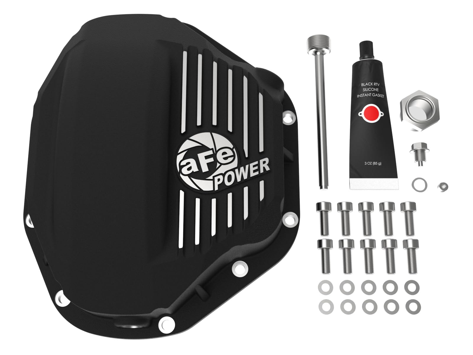 aFe POWER Rear Differential Cover Pro Series Black w/Machined Fins - #46-70032 - Dodge Diesel Trucks 94-02 / Ford Diesel Trucks 99-07