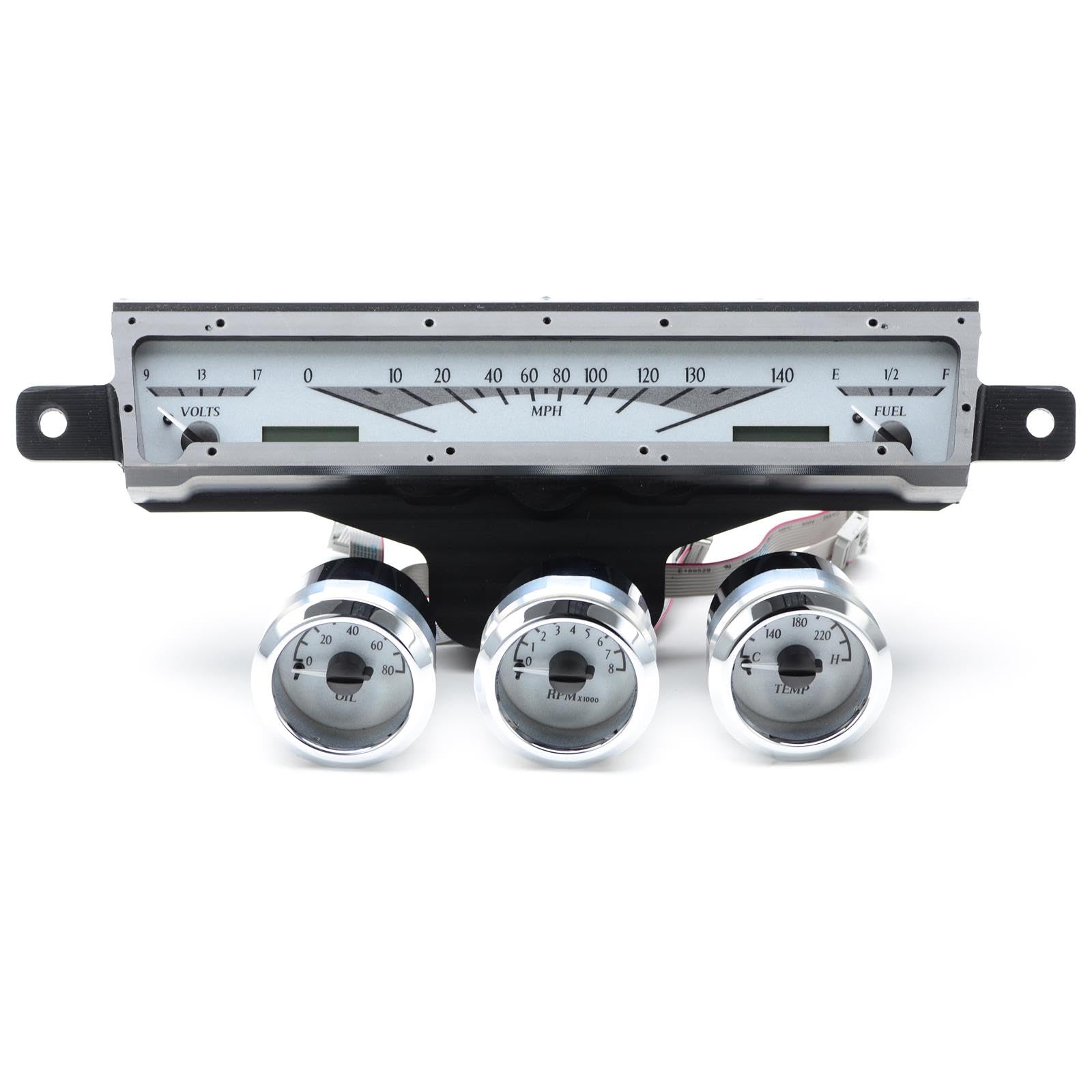 Dakota Digital 61 62 Chevy Impala VHX-61C-IMP-S-B Analog Dash Gauge System Silver Alloy Blue