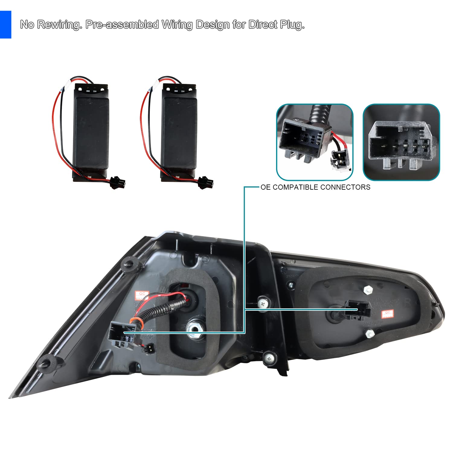 Spec-D Tuning LED Bar Smoke Lens Tail Lights Compatible with 2015-2017 Volkswagen Golf GTI Models, Left + Right Pair Assembly