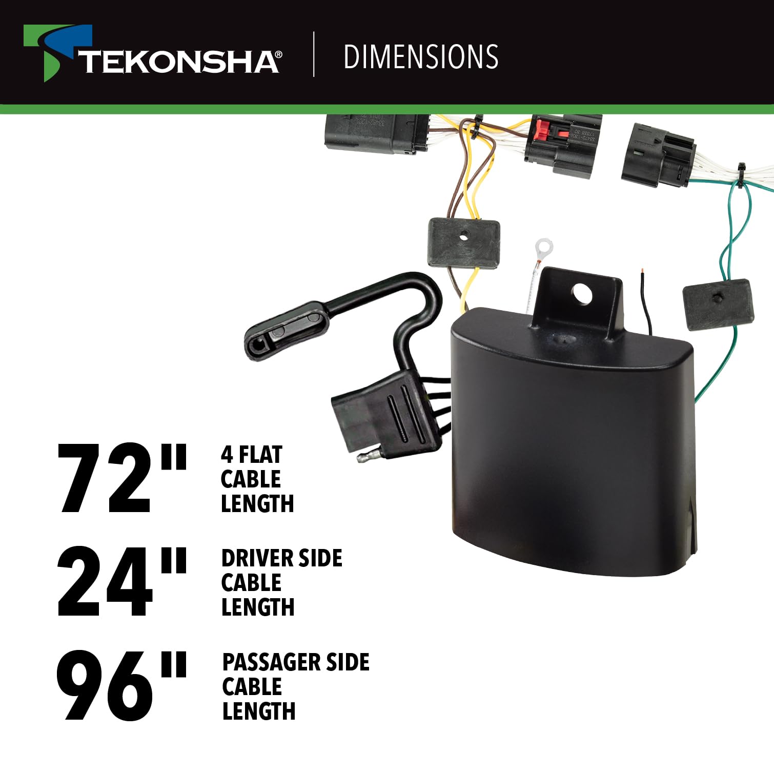 T-One® T-Connector Tekonsha Custom Harness, 4-Way Flat, w/Circuit Protected ModuLite® HD Module, Compatible with 2020-2024 Jeep Gladiator, 2018-2024 Jeep Wrangler.