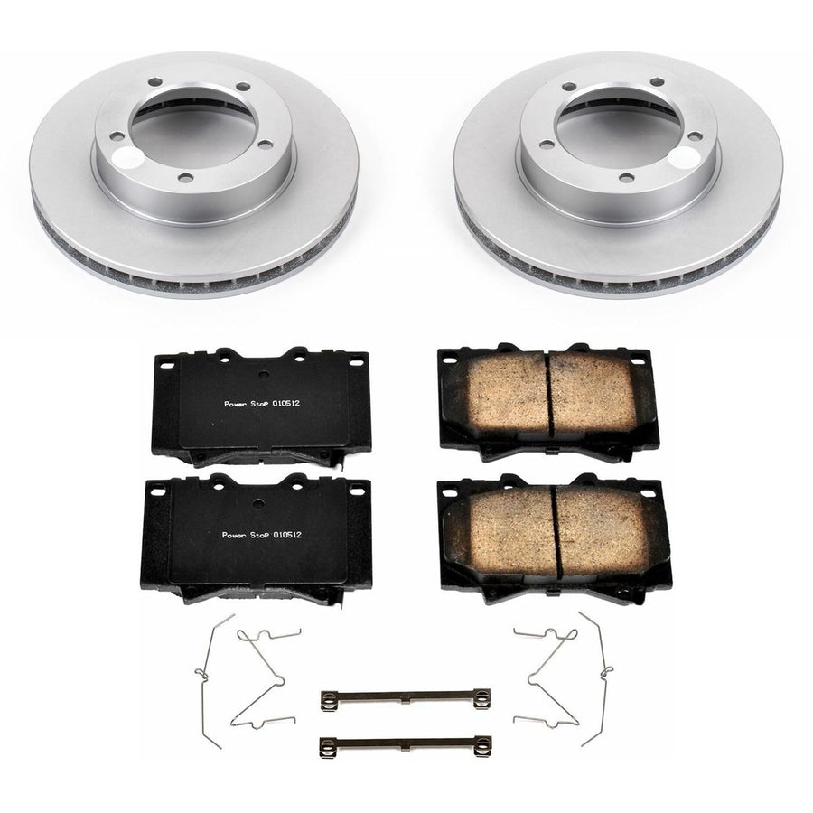 Power Stop CRK1132 Brake Rotor & Coated Ceramic Brake Pads- front For Lexus LX470 1998-2007, Toyota Land Cruiser 1998-2007 [Model Specific]