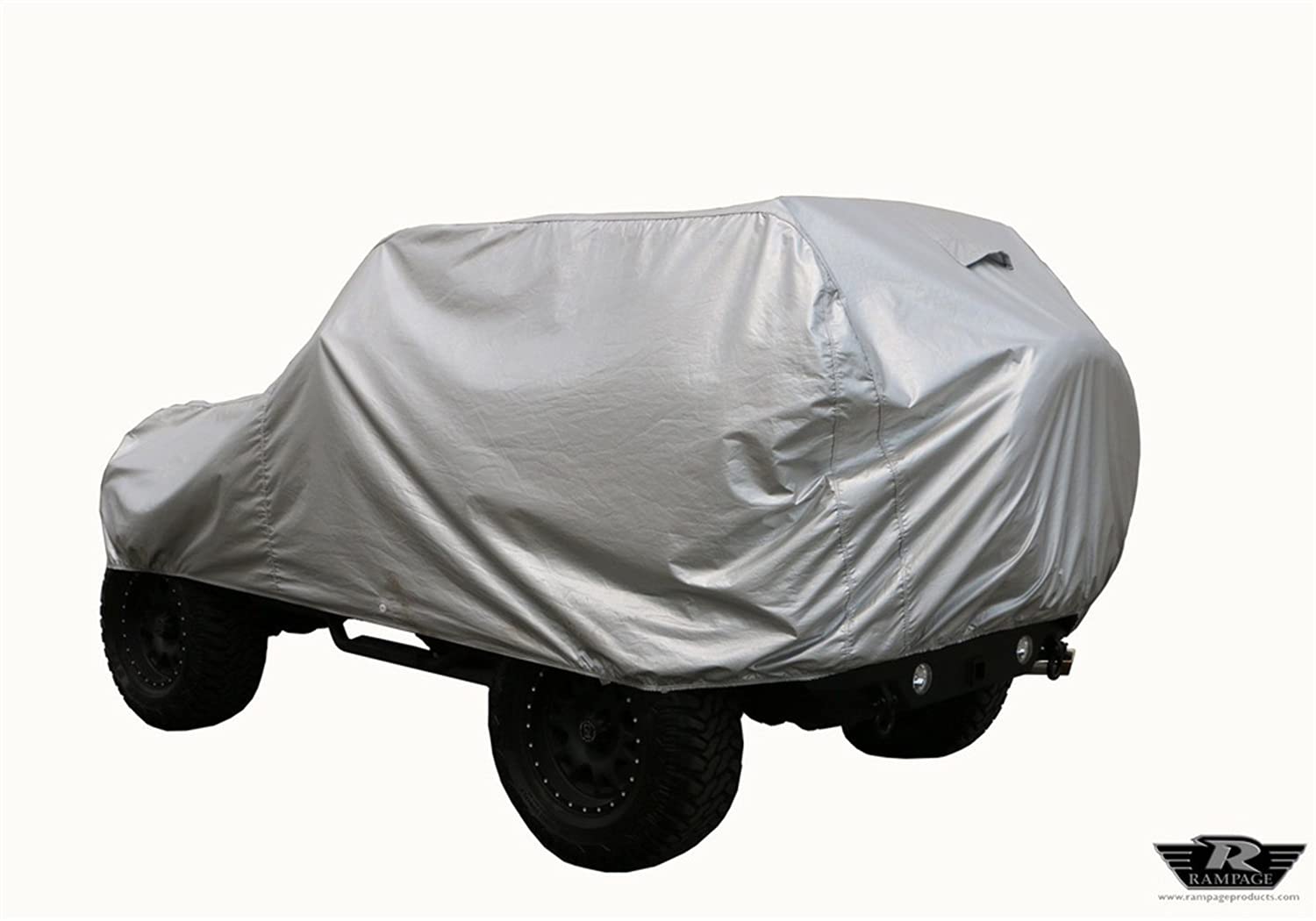 Custom Vehicle Cover for Jeep Wrangler JK RAMPAGE PRODUCTS | Multiguard, Lock, Cable & Storage Bag, All-Weather, Silver | 2203 | Fits 2007-2018 Jeep Wrangler JK 2-Door