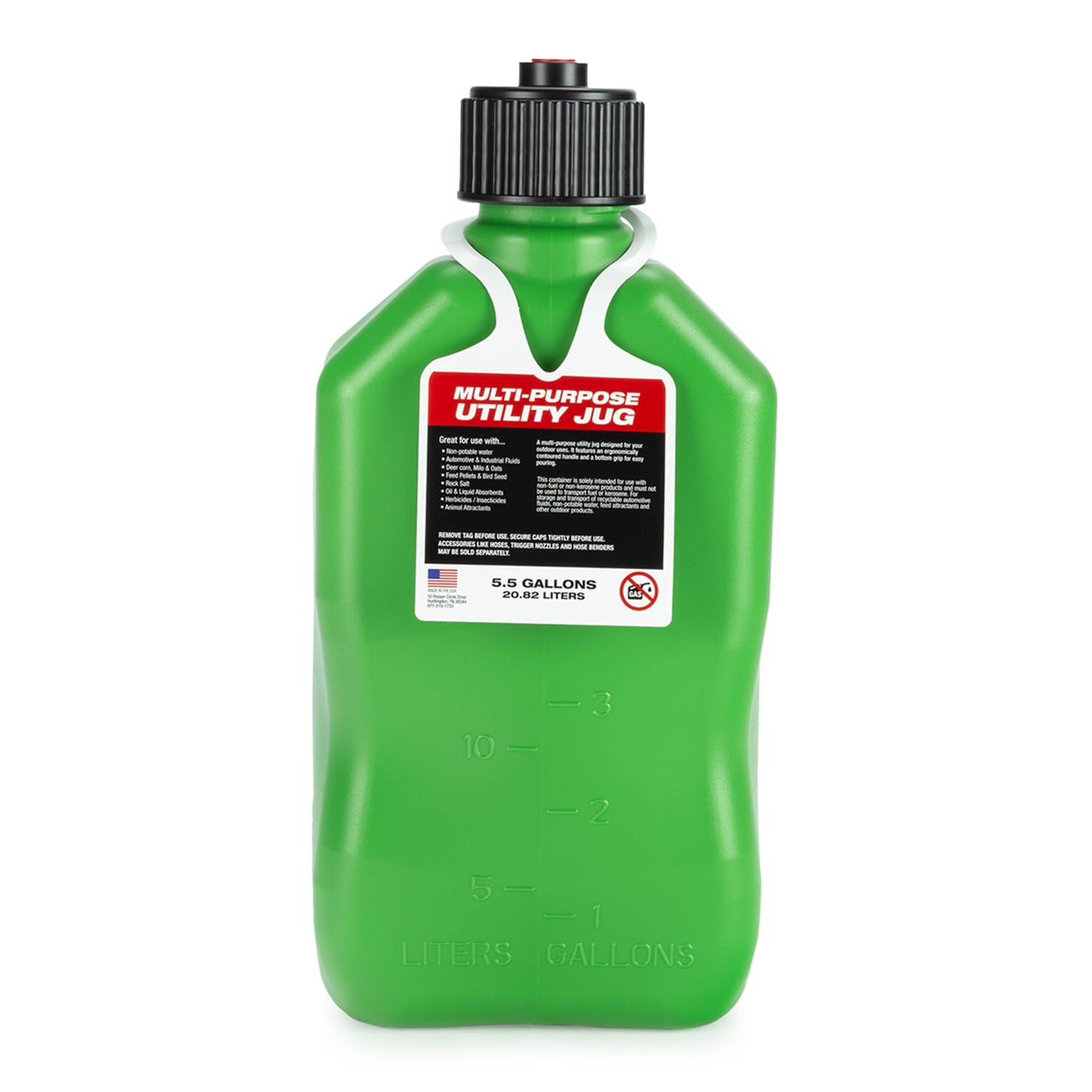 5.5 Gallon VP Racing Square Motorsport Storage Container Green - Includes Jug Lid and Vent Cap