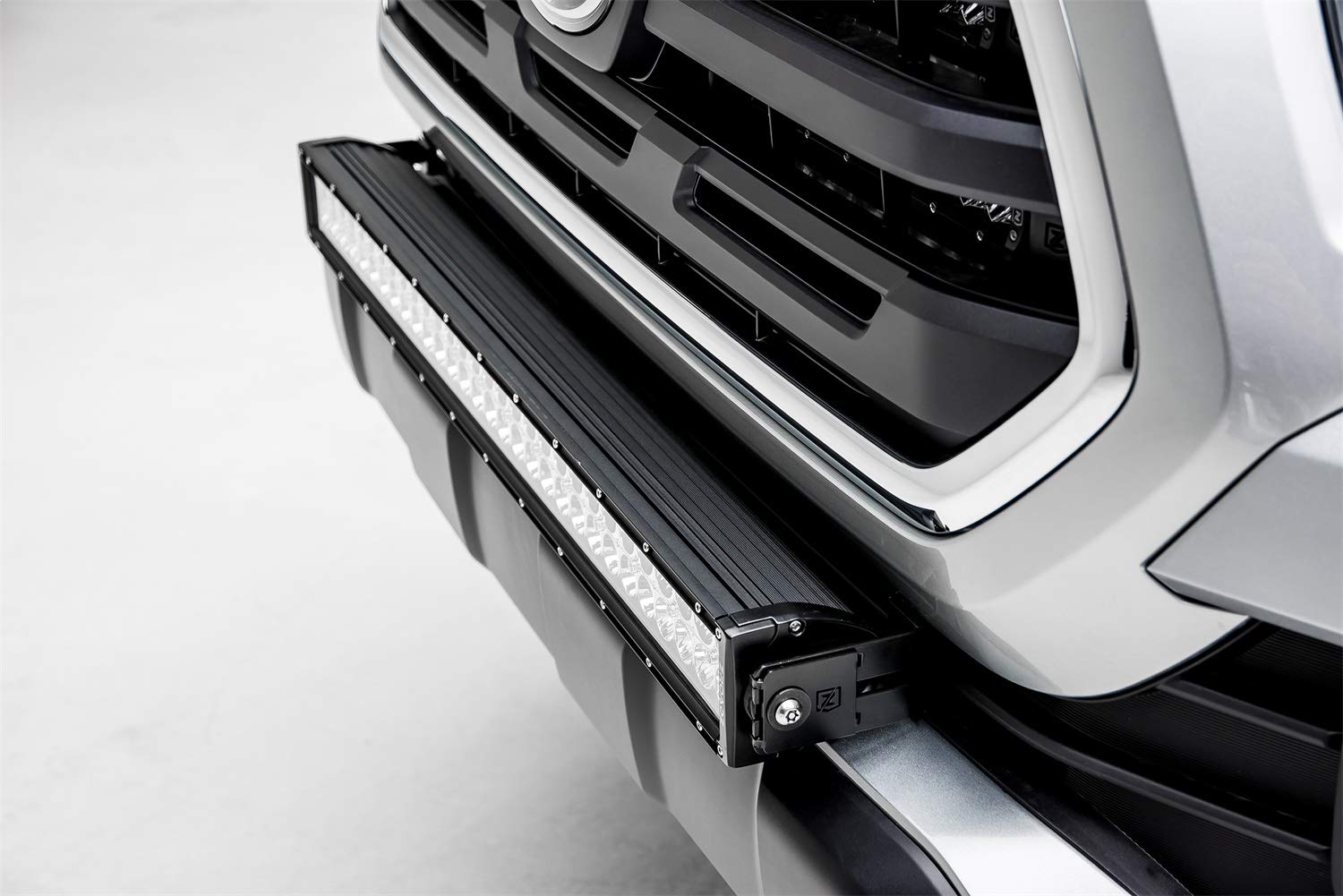 ZROADZ Black Front Bumper 2018-2022 Toyota Tacoma Front Bumper Center LED Kit with (1) 30 Inch LED Straight Double Row Light Bar - PN #Z329511-KIT-D
